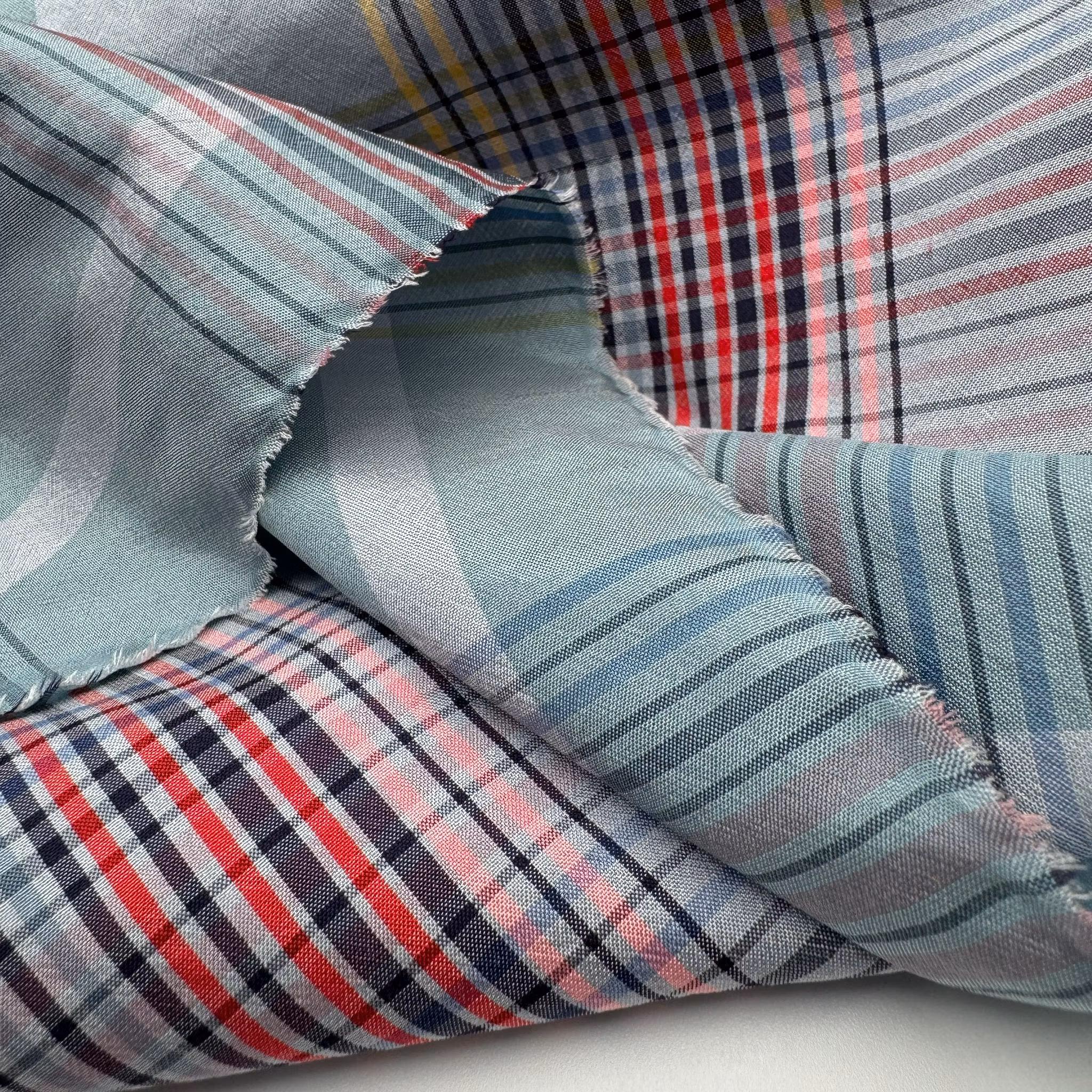 1,5m Siden ljusblå rutig