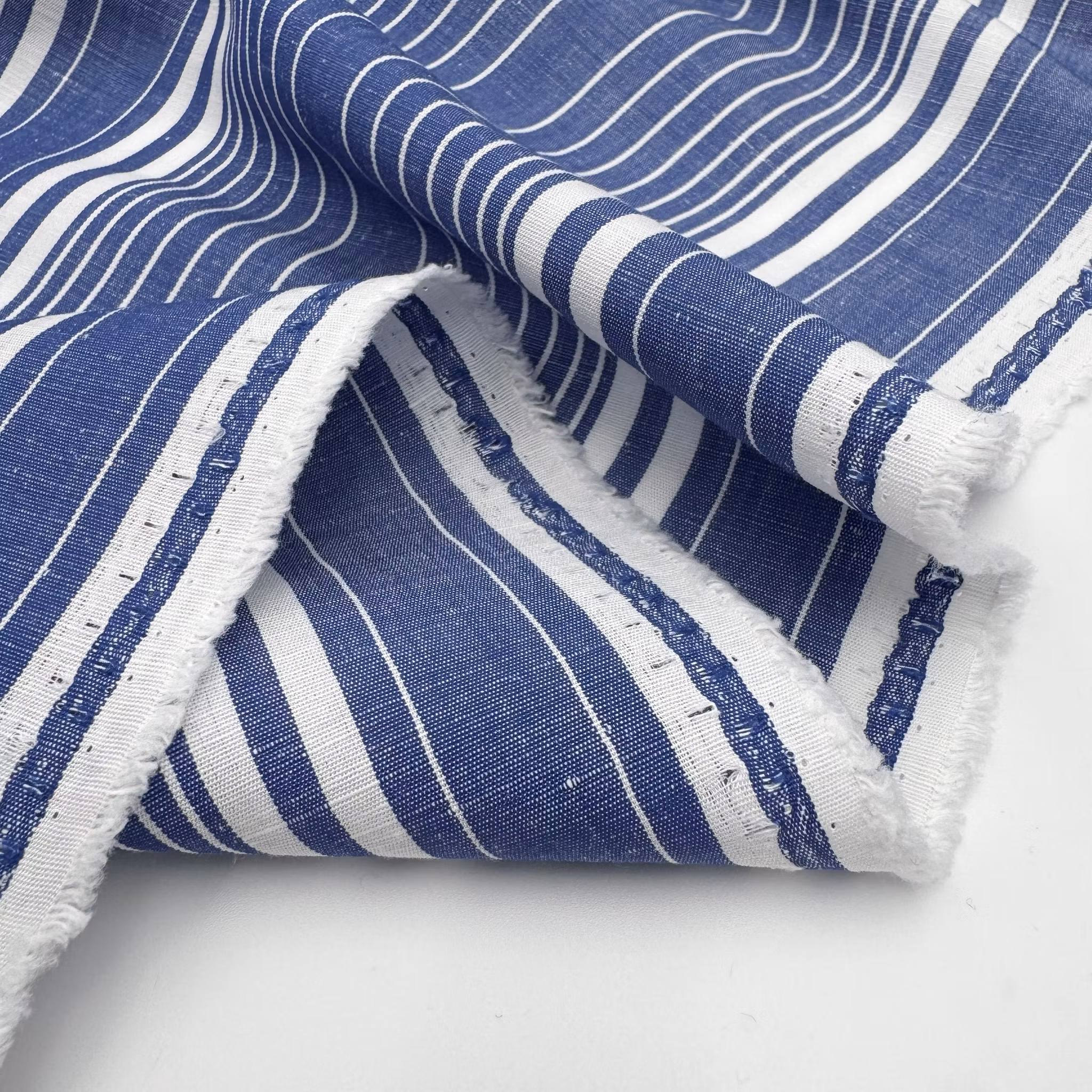 1,8m Lin/bomull blå/vit rand