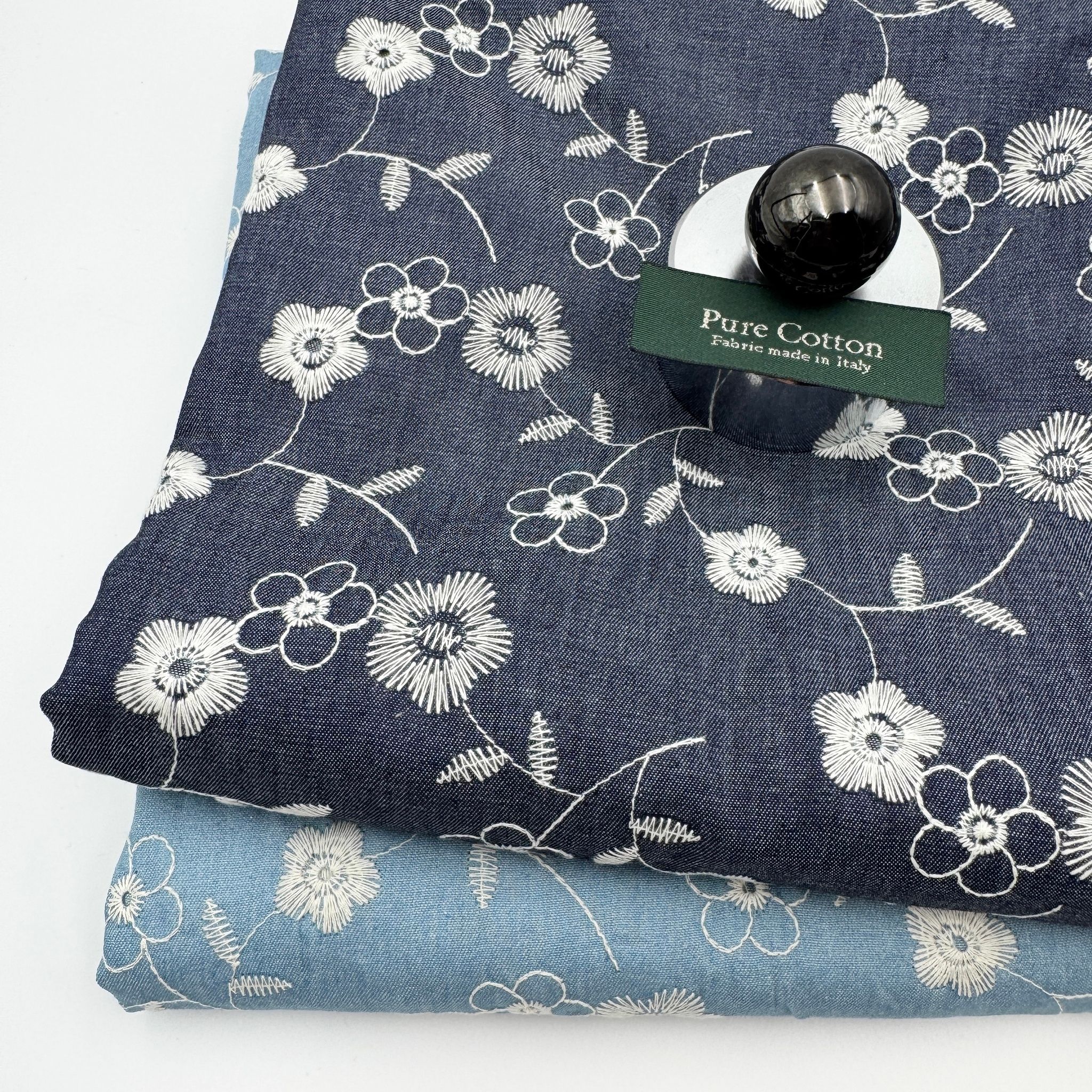 1,5m Denim m brodyr ljusblå