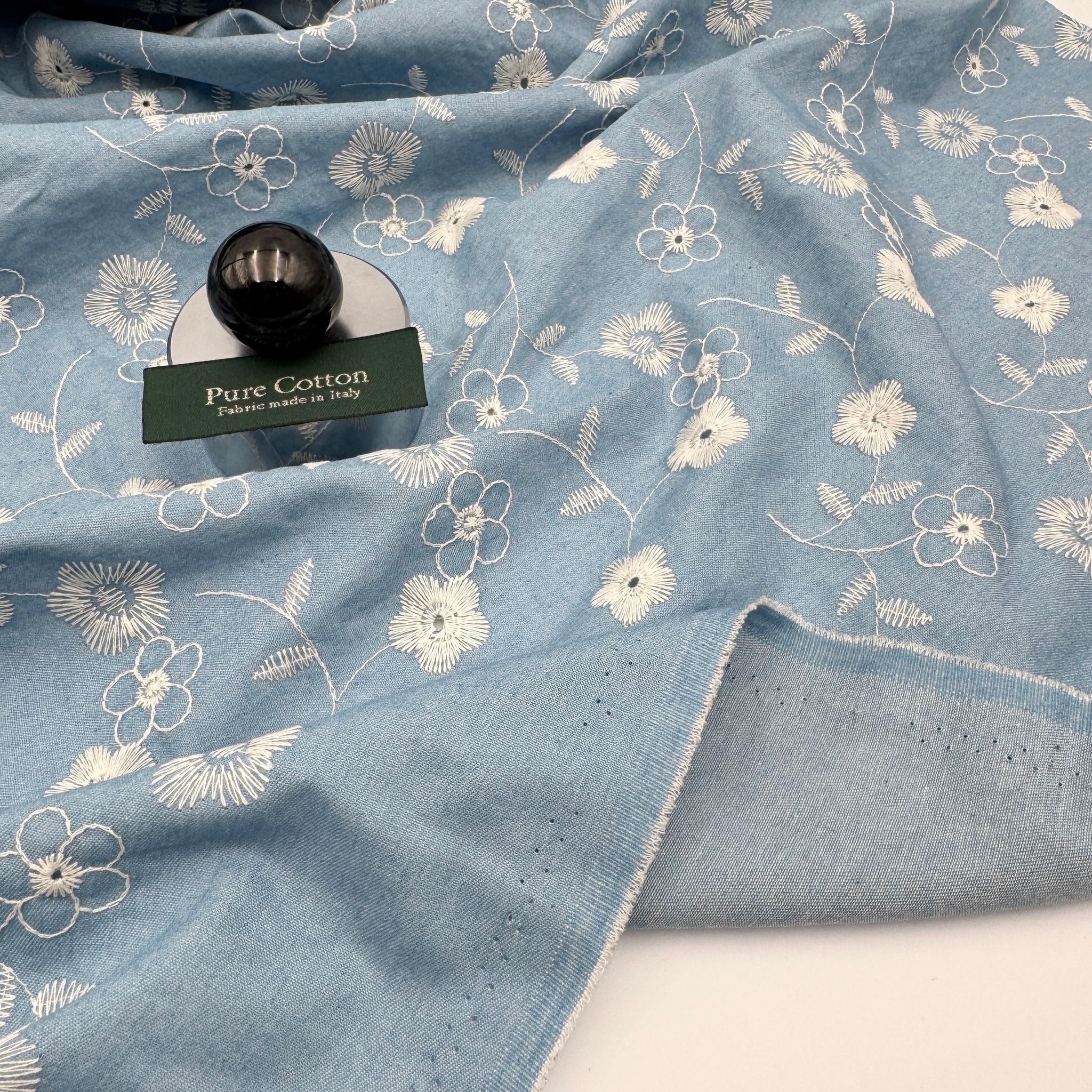 1,5m Denim m brodyr ljusblå