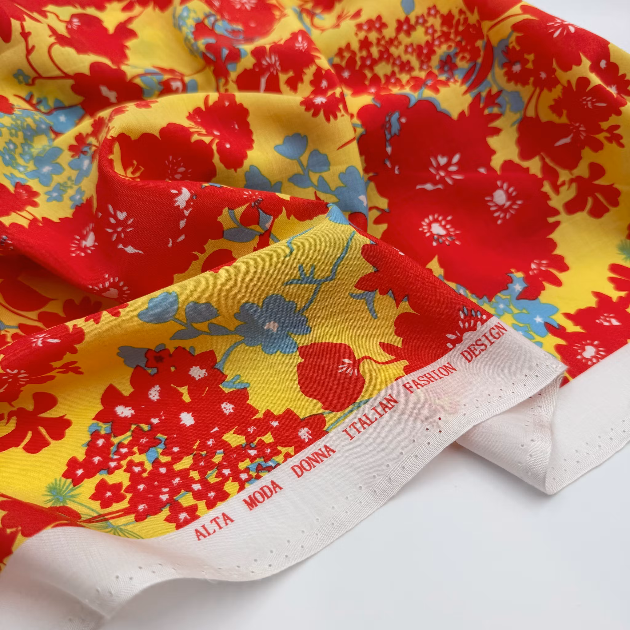 1,3m Bomull/siden batist gul/röd