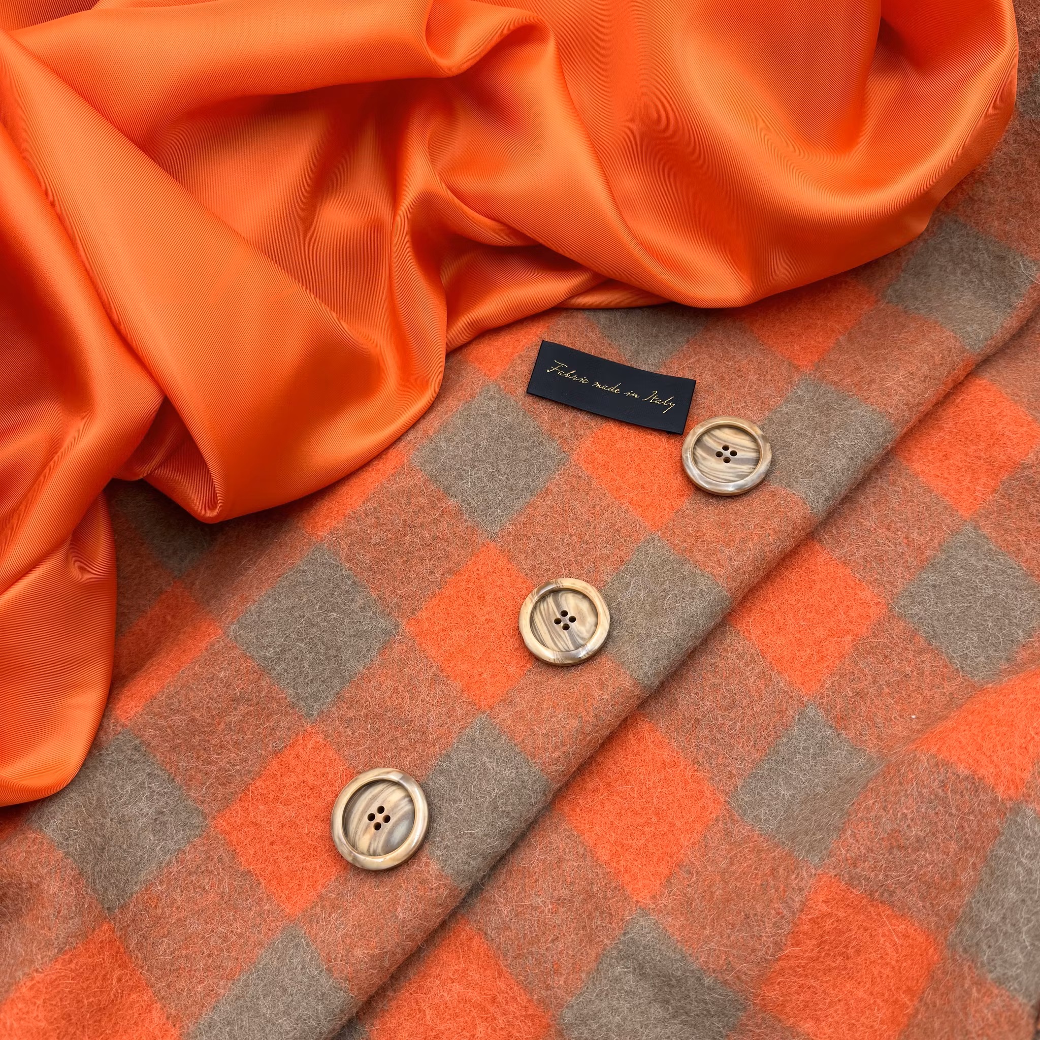 2m Kappull orange/ljusbrun rutig