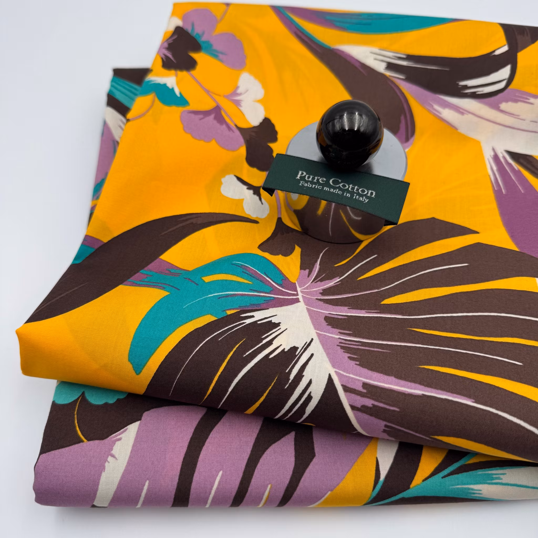 1,5m Skjortbomull monstera gul