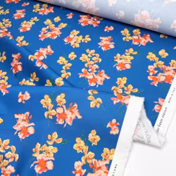 2m Bomull blå/ljusröd orkidéer Ungar*