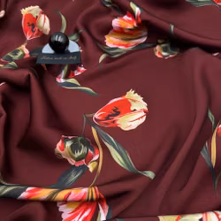 0,9m Viskos/elastan brunröd tulpan - Vitrand/en dragen tråd