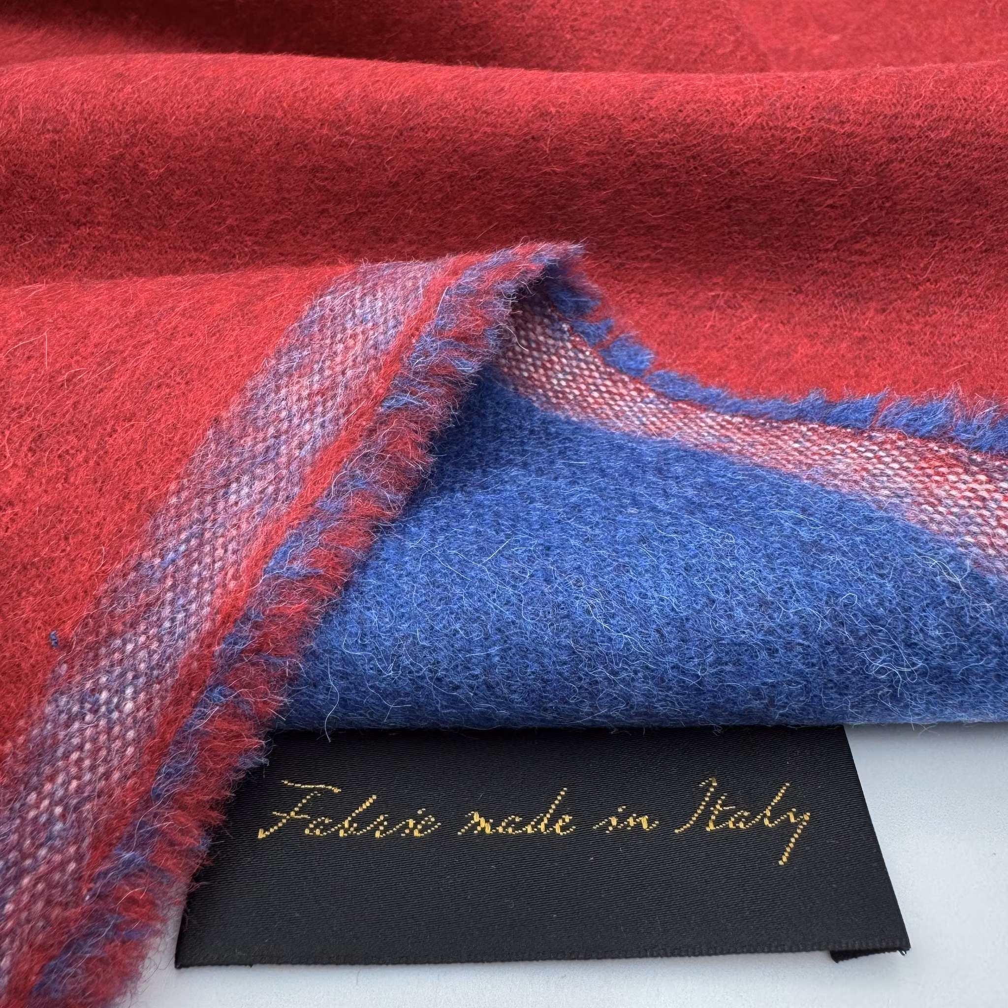 1,5m Alpacka/ull röd/blå dubbel Riccer*