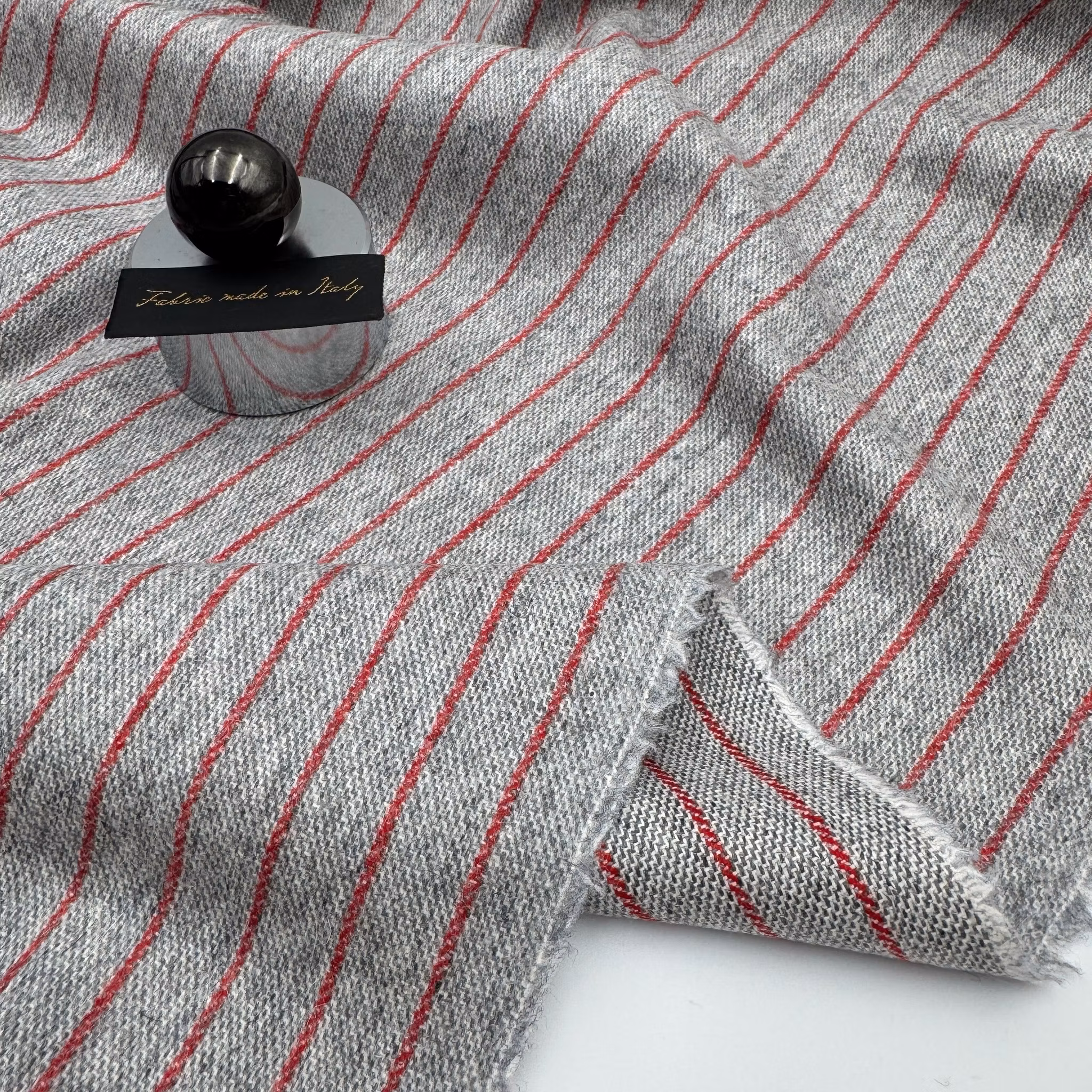 1,5m Ull/angora grå/röd Riccer*