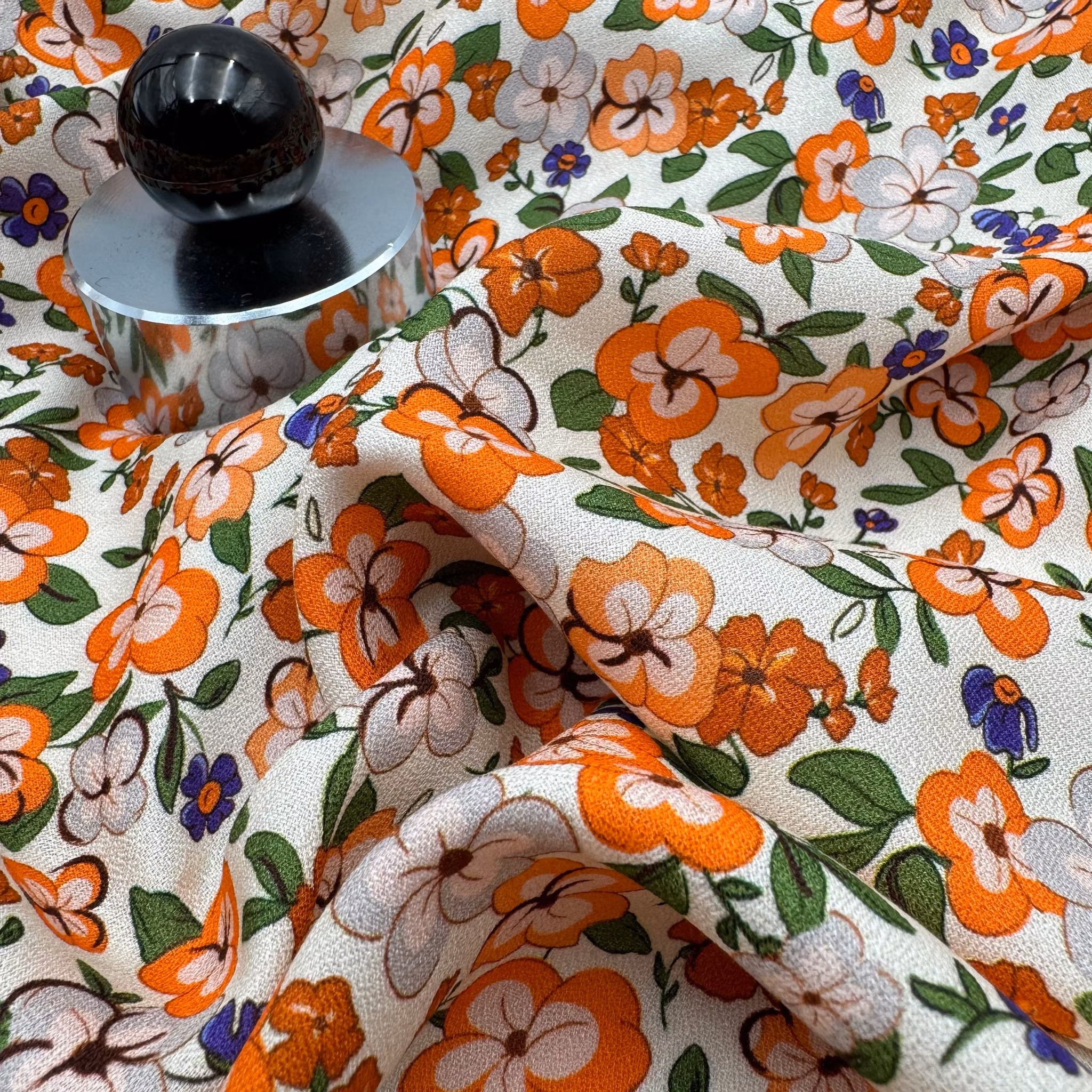 1,5m Viskoscrêpe orange/lila