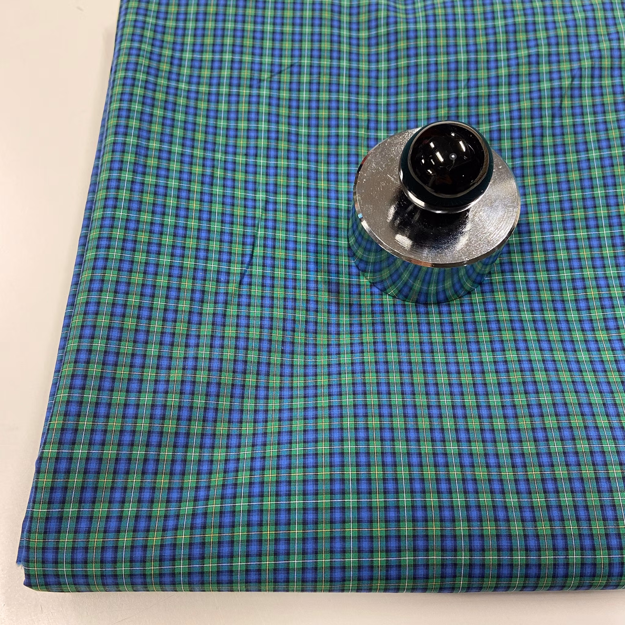 1,5m Bomull grön/blå/gul smårutig