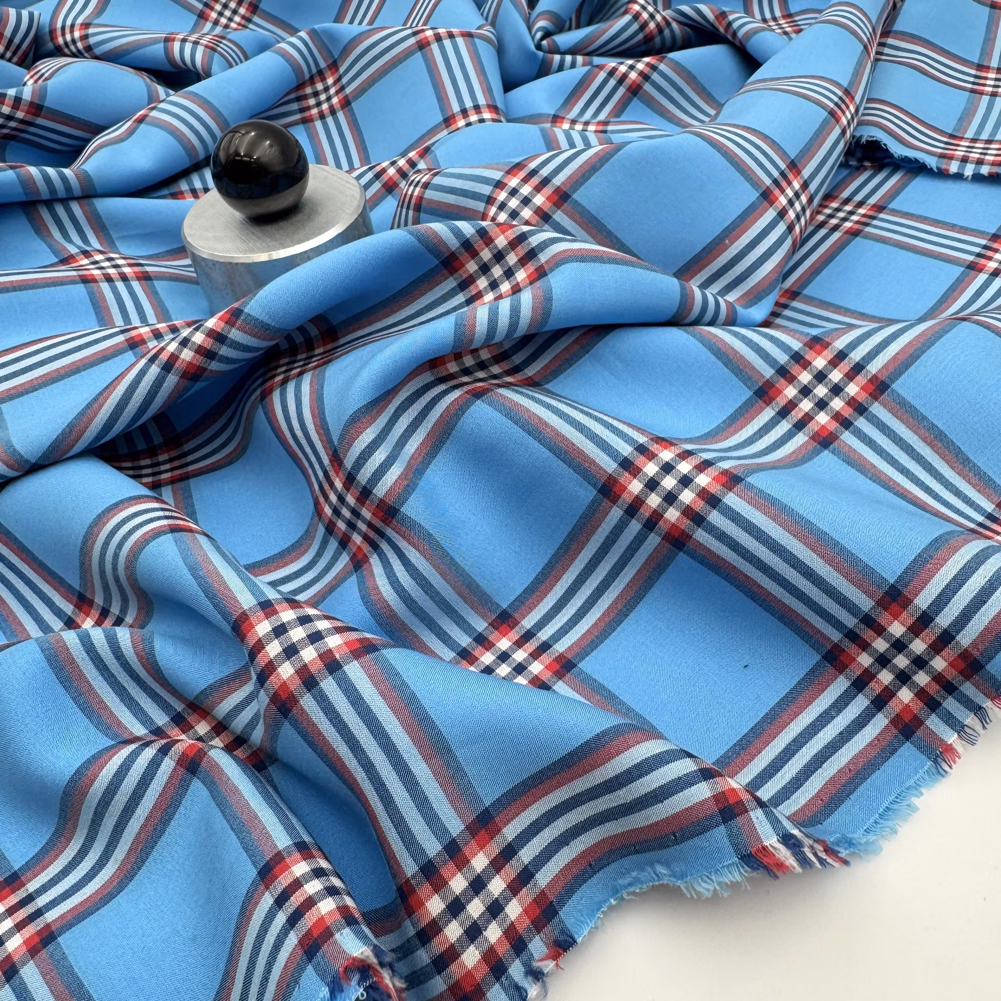 2,5m Lyocell blårutig