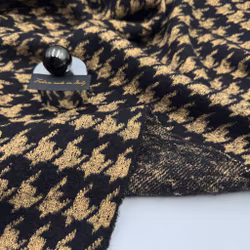 1,9m Ull/viskos stickad hundtand guld/svart