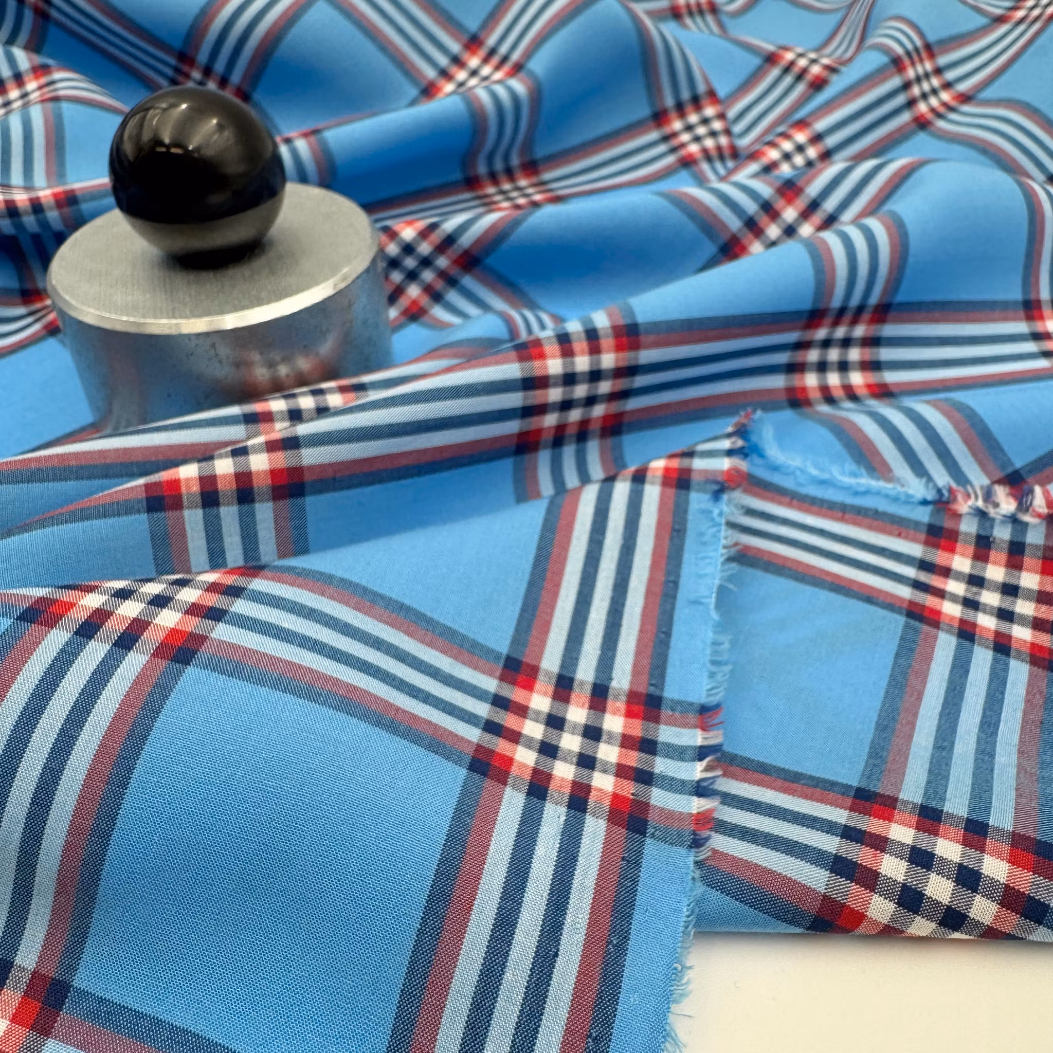 2,35m Lyocell blårutig