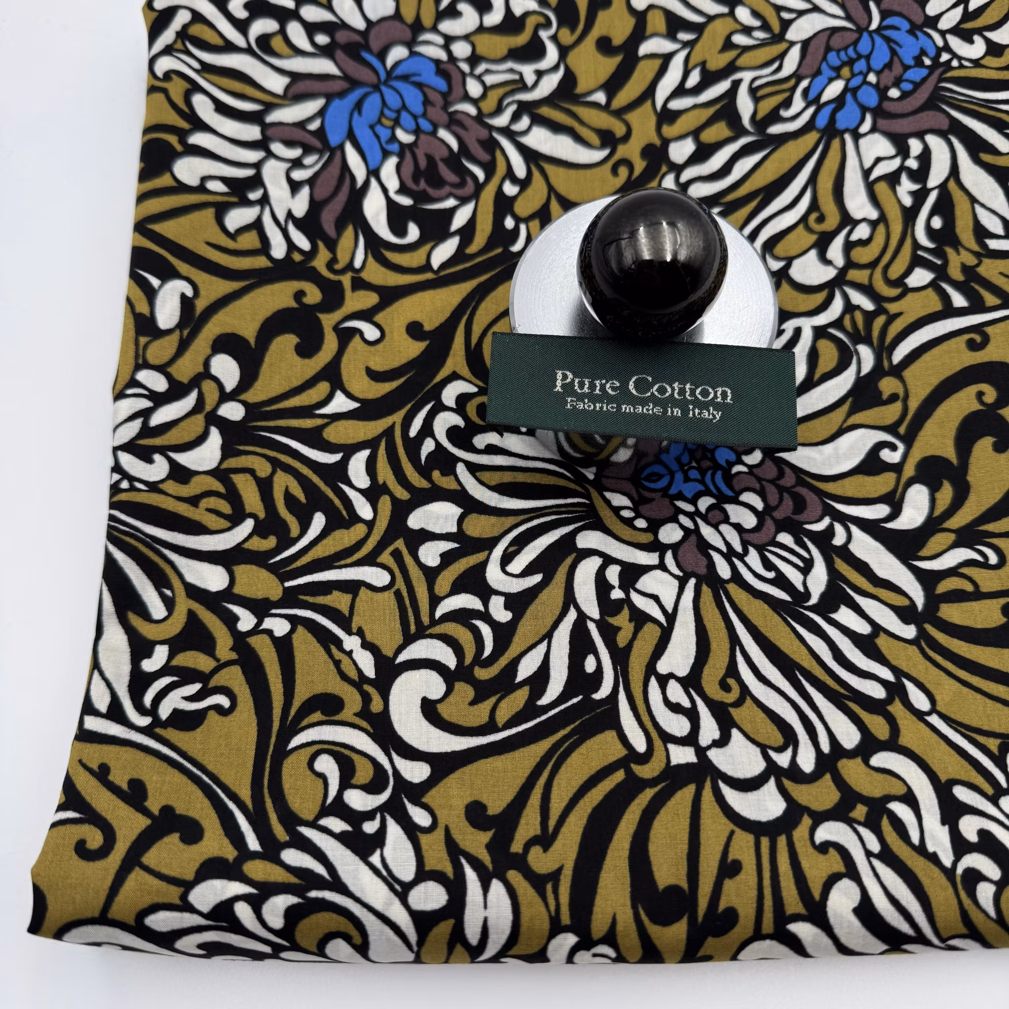 1,5m Skjortbomull gulgrön mönstrad Max M***