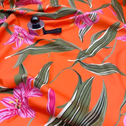 0,95m Bomull/elastan orange storblommig Hugo B***