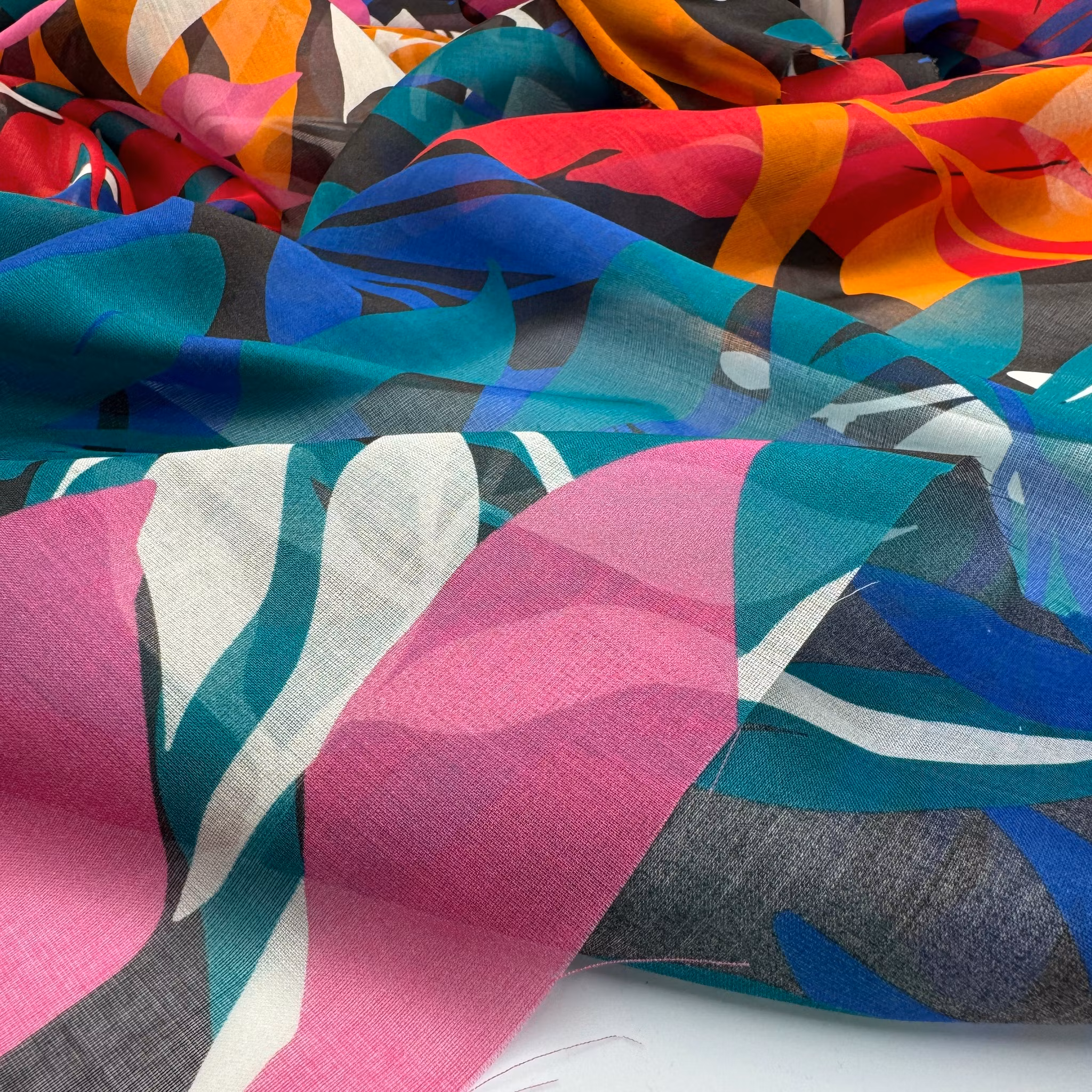 1,5m Siden/bomull batist glada blad