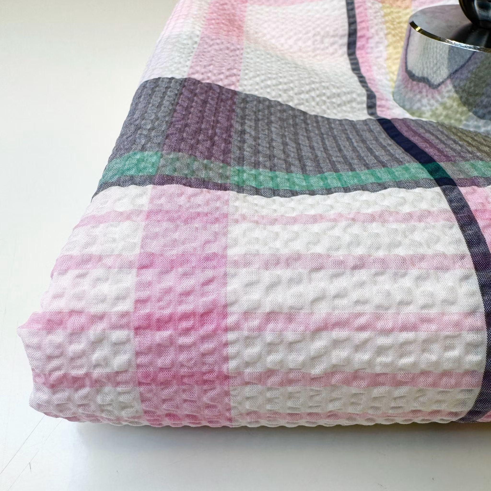 1,9m Bomullsbäckebölja vit botten rutig