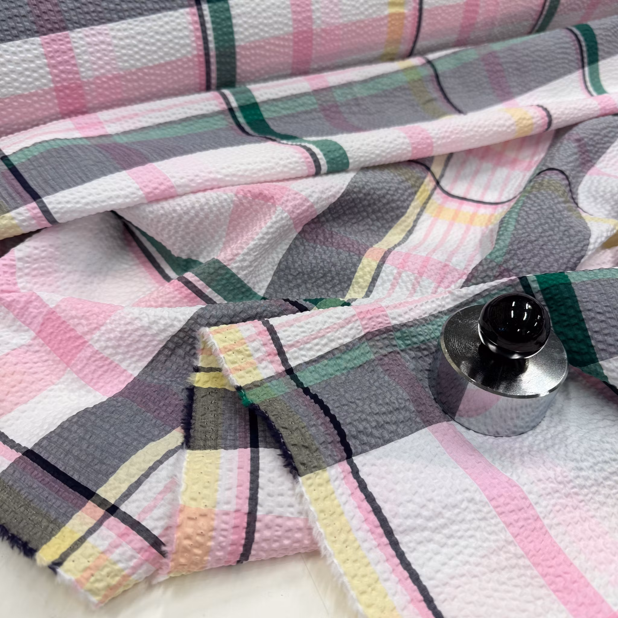 1,9m Bomullsbäckebölja vit botten rutig