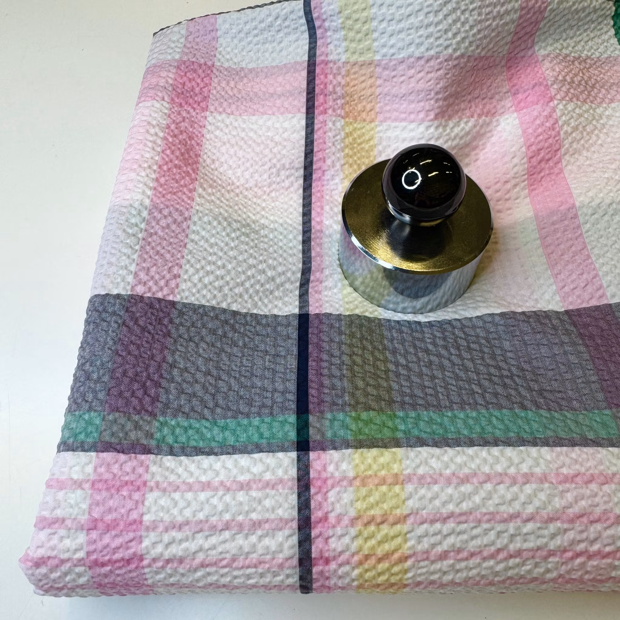 1,9m Bomullsbäckebölja vit botten rutig