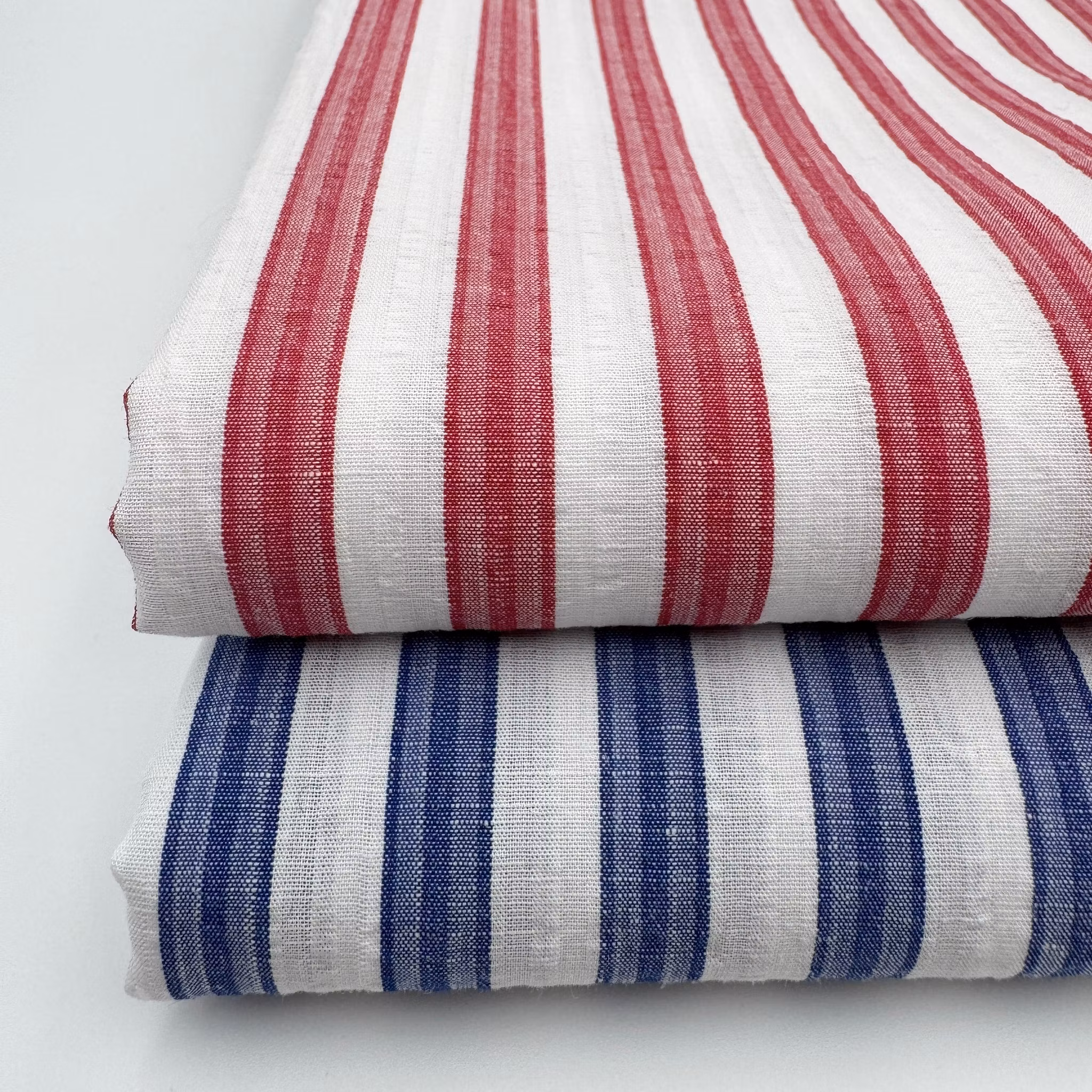 Bomull/lin vit/blå rand