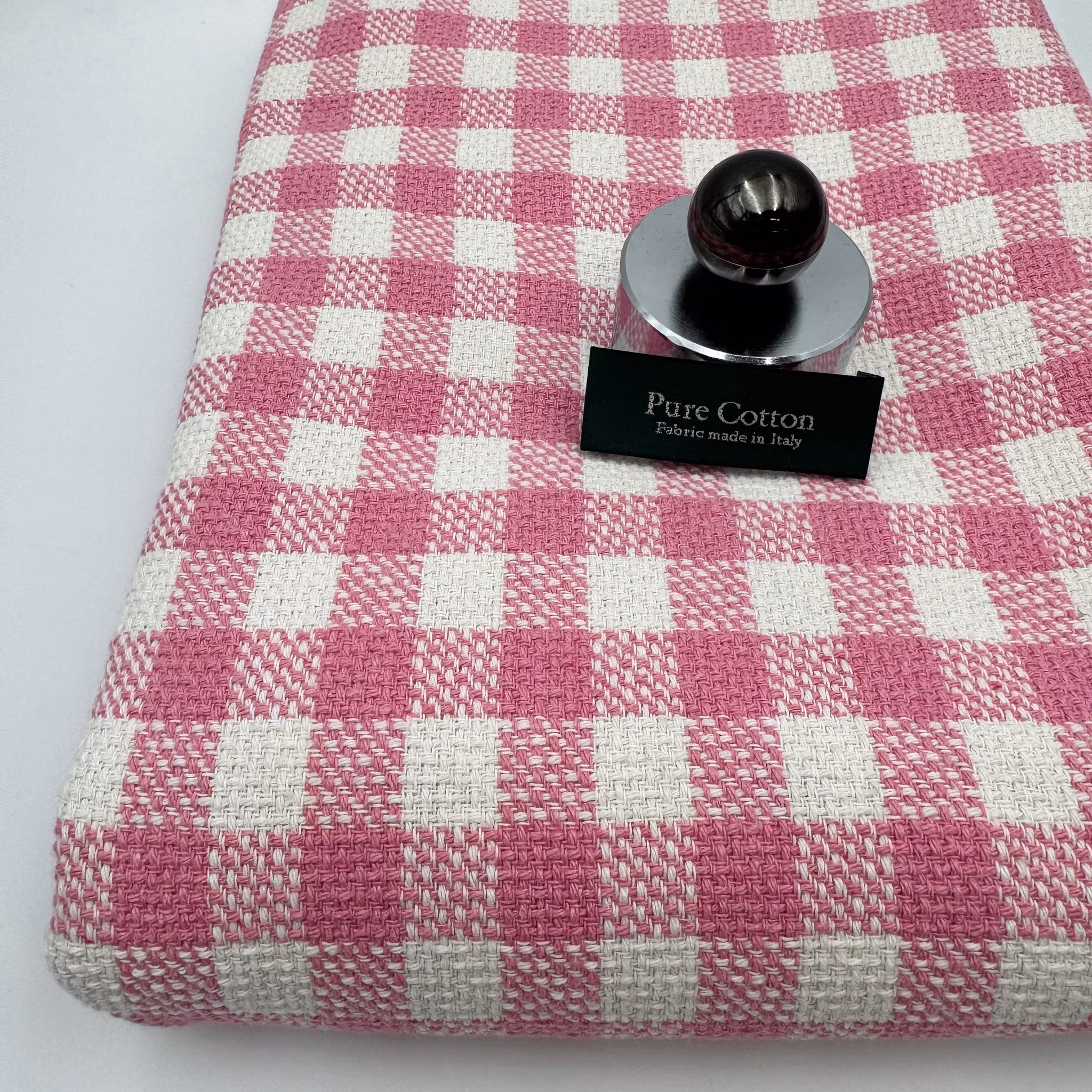 0,55m Bomullschanel rutig vit/rosa