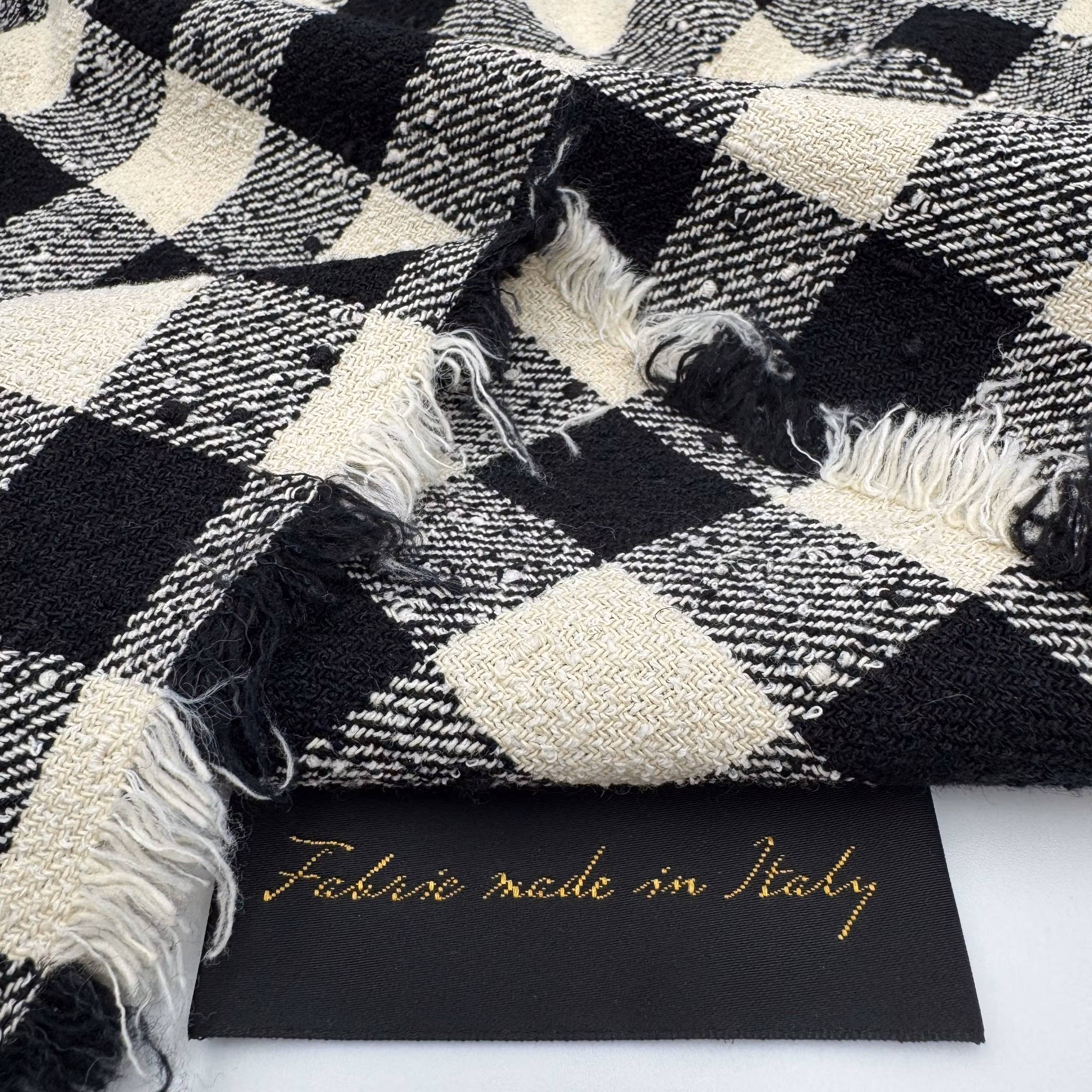 1,1m Bomull/lin svart/vit ruta