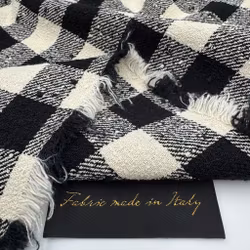 1,1m Bomull/lin svart/vit ruta