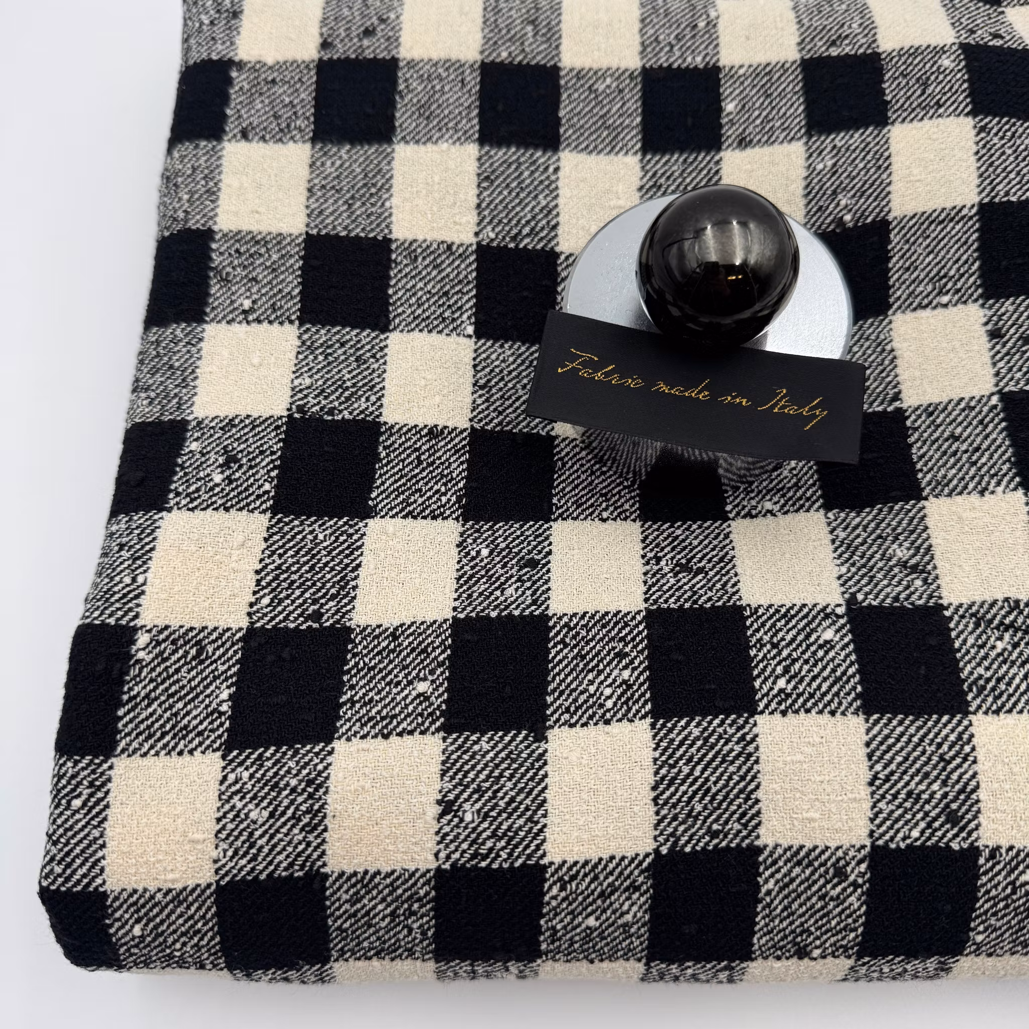 1,1m Bomull/lin svart/vit ruta