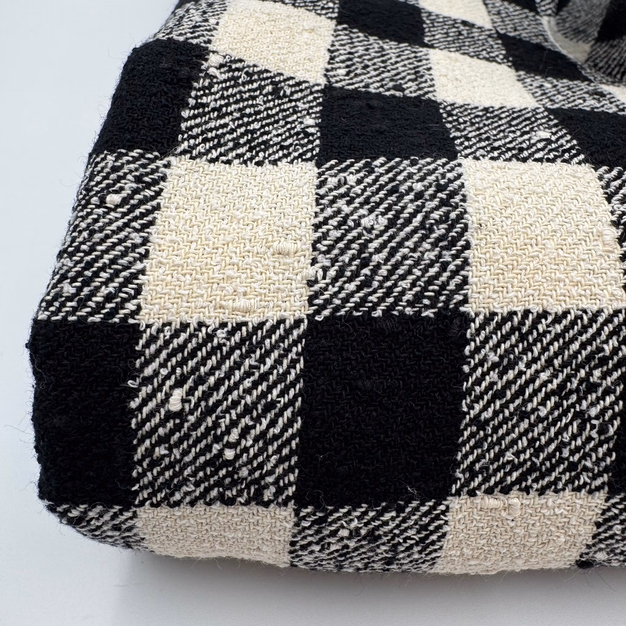 1,1m Bomull/lin svart/vit ruta