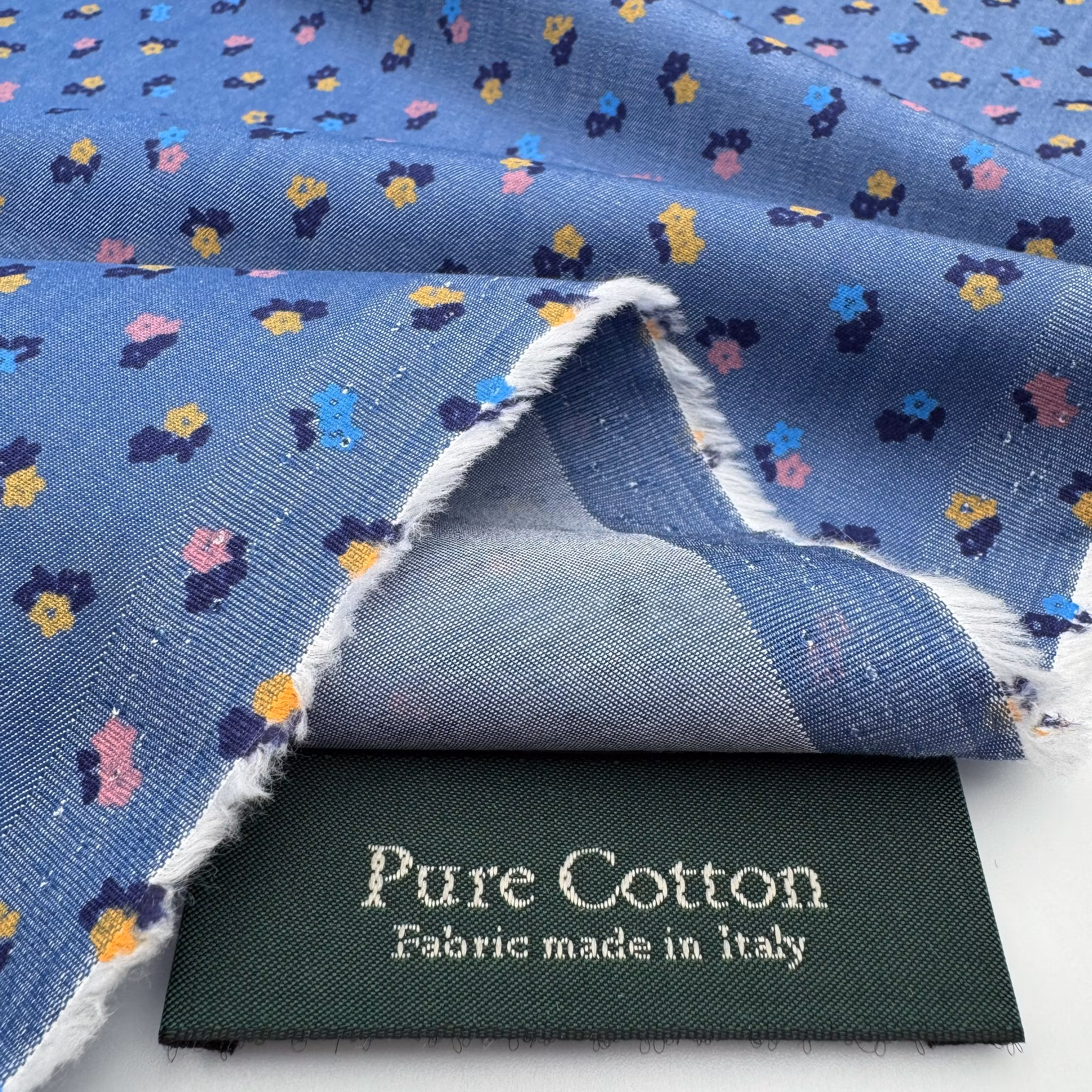 1,5m Skjortdenim småblommig