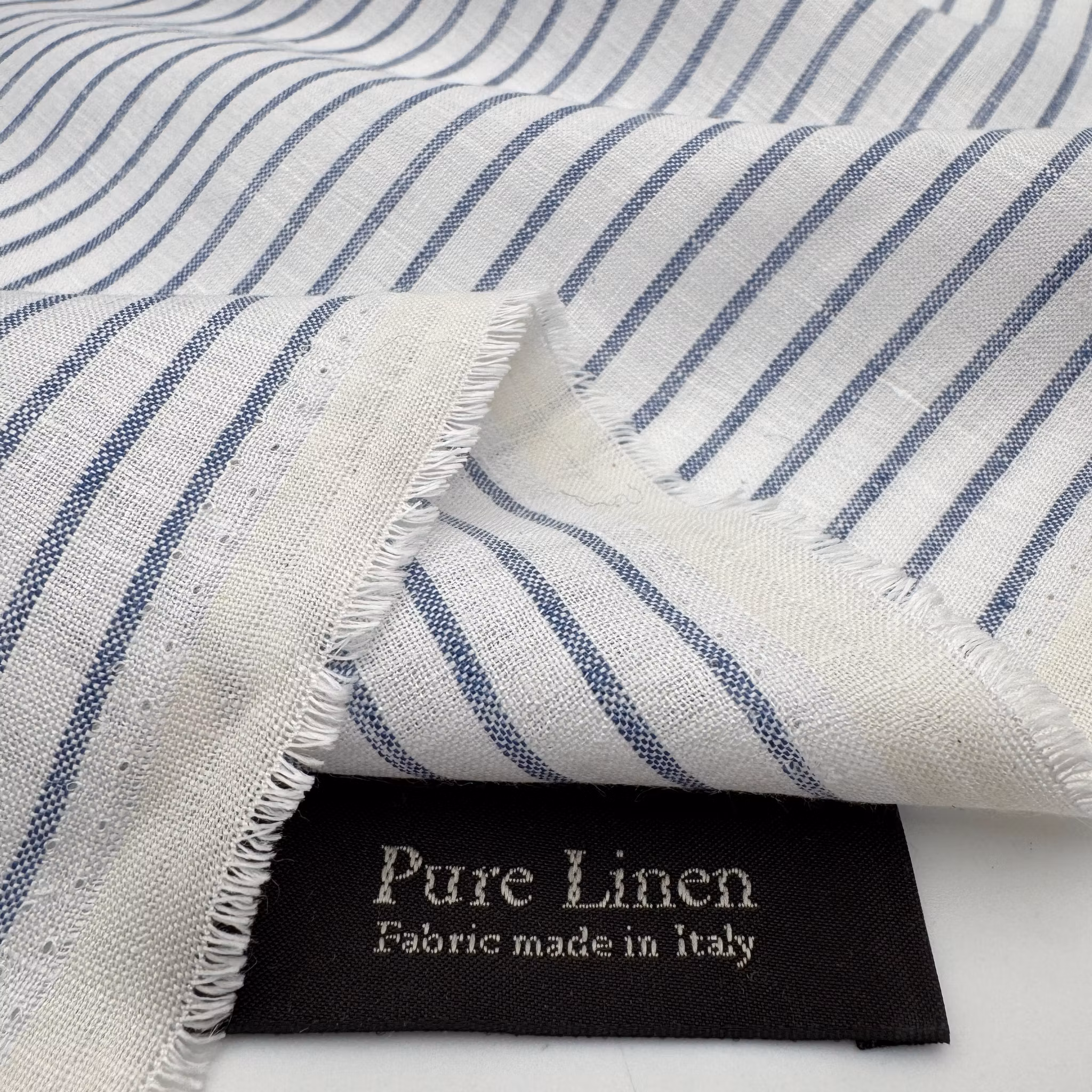 1,5m Lin blå/vit rand