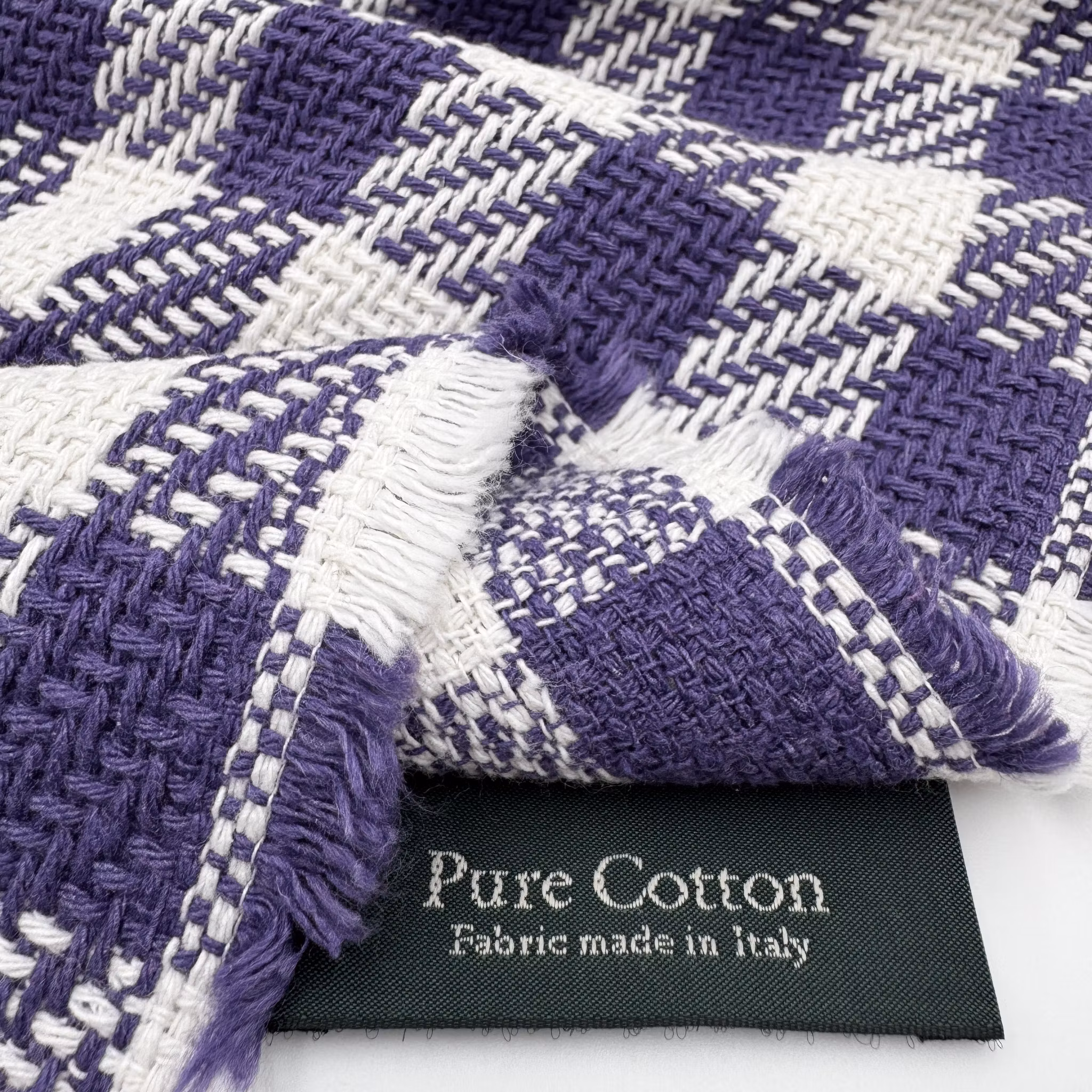 2,2m Bomullschanel rutig vit/lila