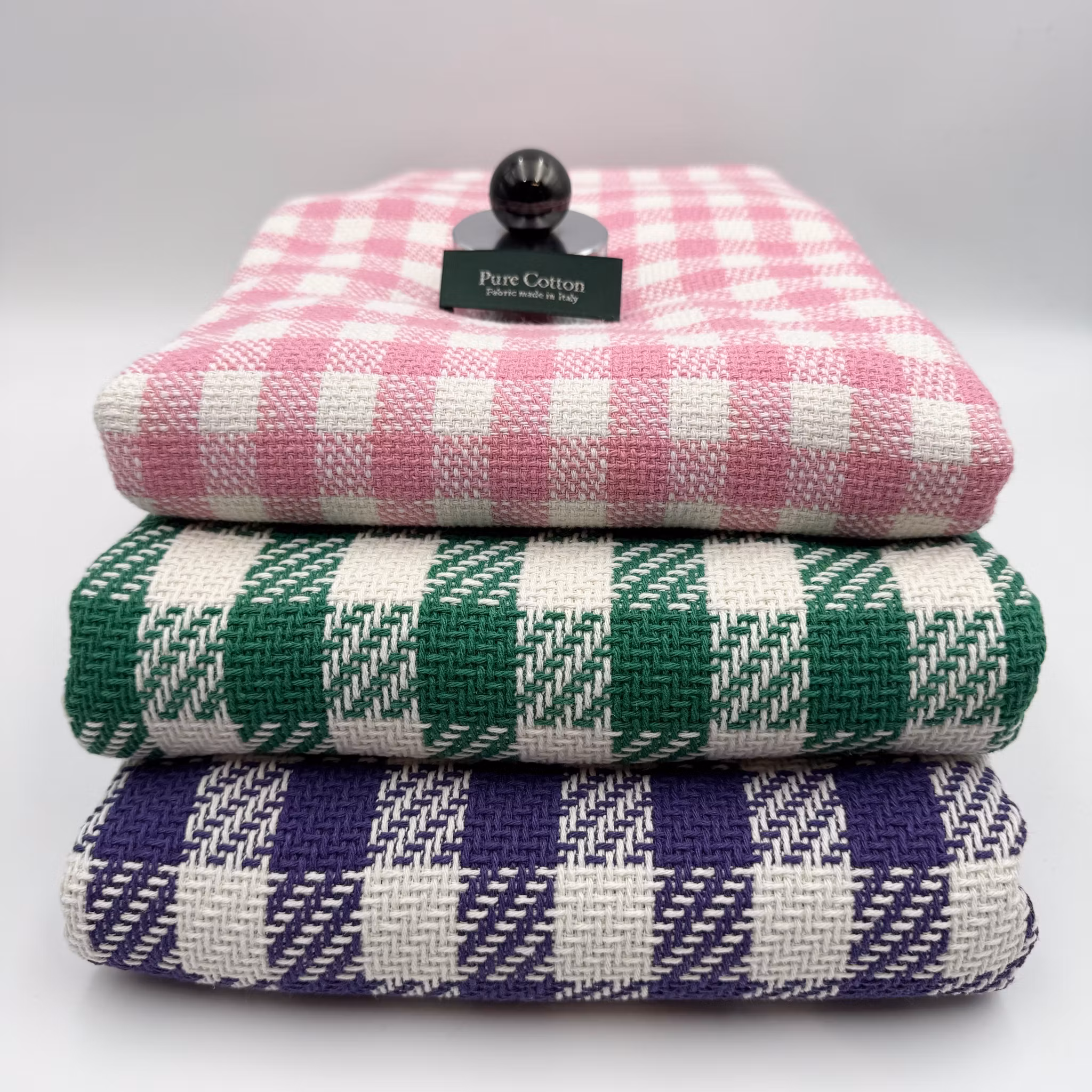 2,2m Bomullschanel rutig vit/lila