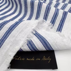 2m Bomull/lin vit/blå rand