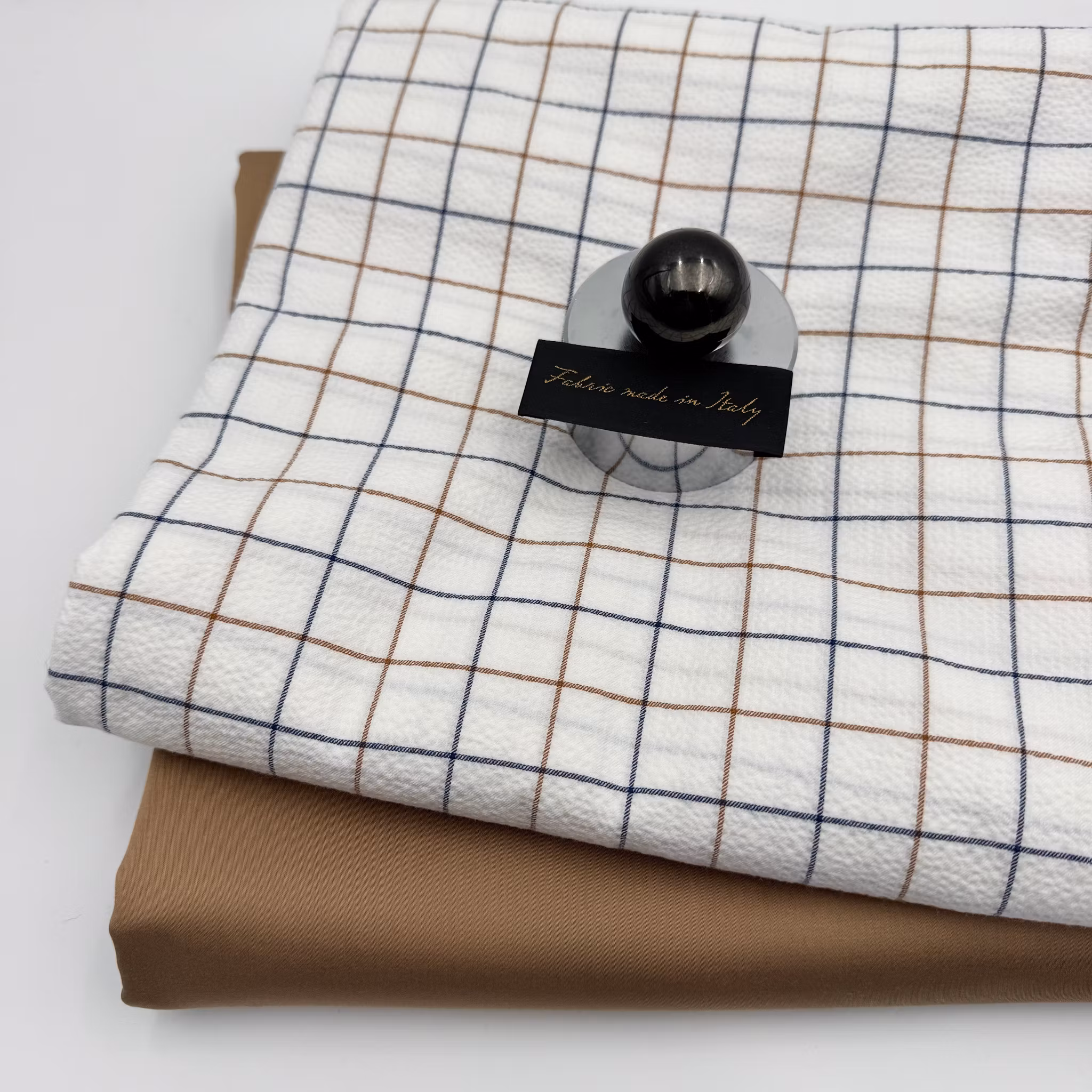 1m Bäckebölja vit/blå/brun rutig