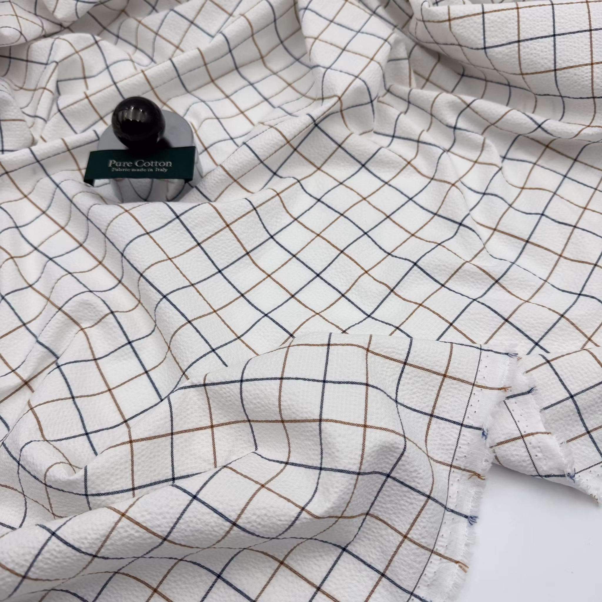 1m Bäckebölja vit/blå/brun rutig