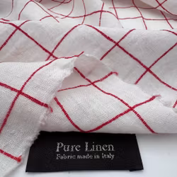 1,5m Lin vit m röd ruta, tejpklister i början