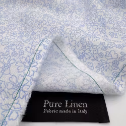 1,5m Lin vit/blåblommig