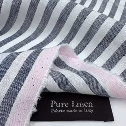 1,5m Lin marin/vit rand