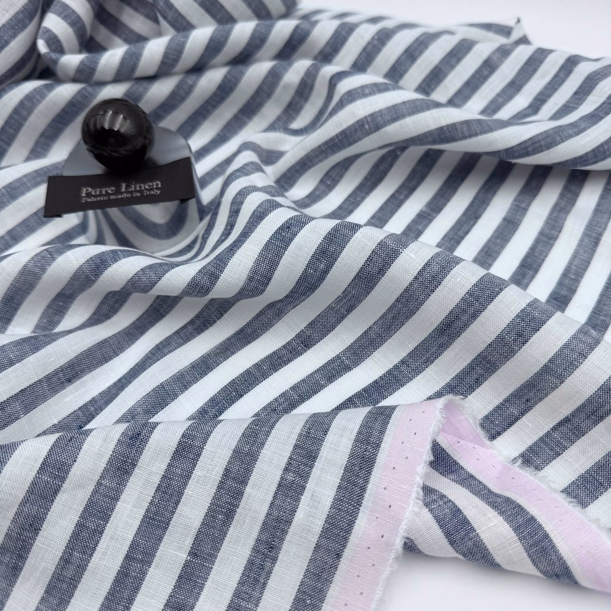 1,5m Lin marin/vit rand