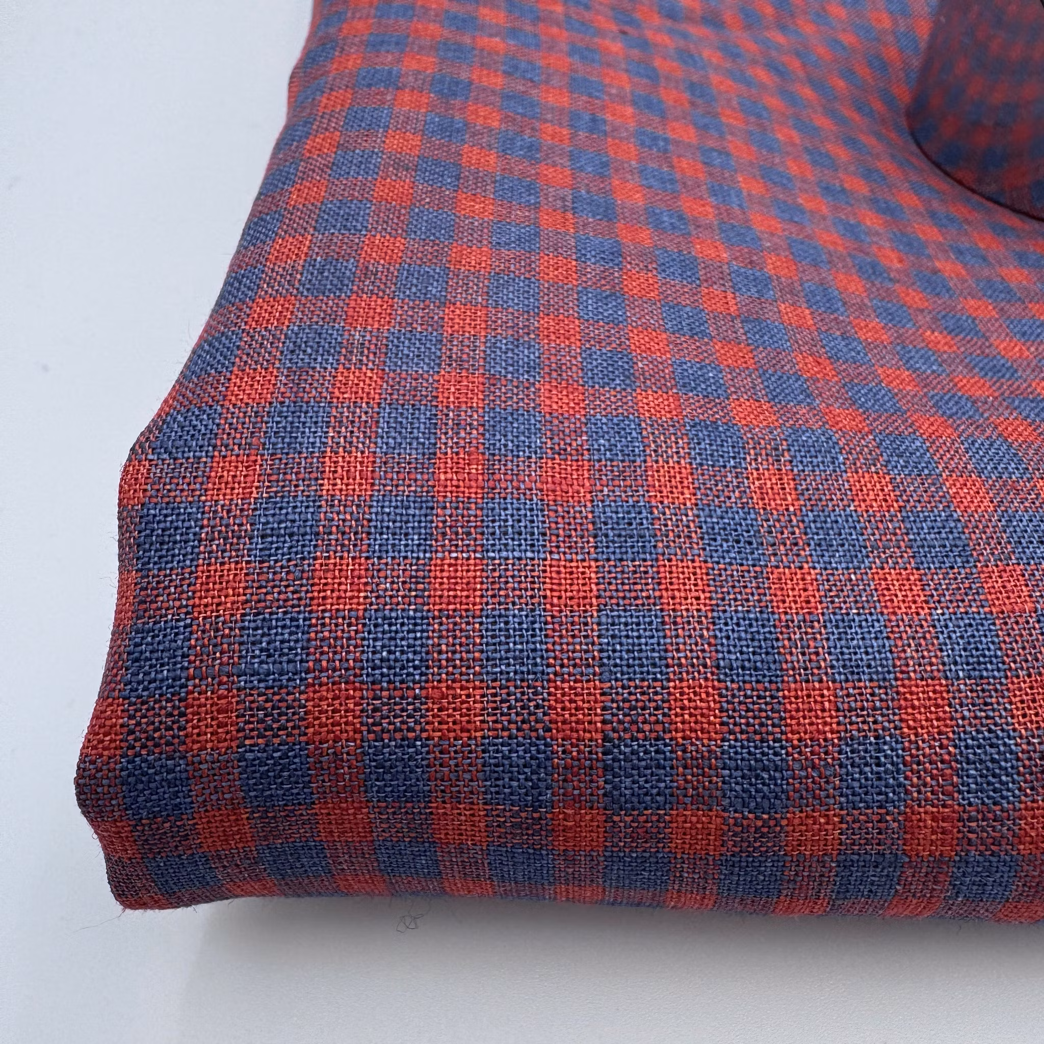 1,5m Lin blå/rost smårutigt