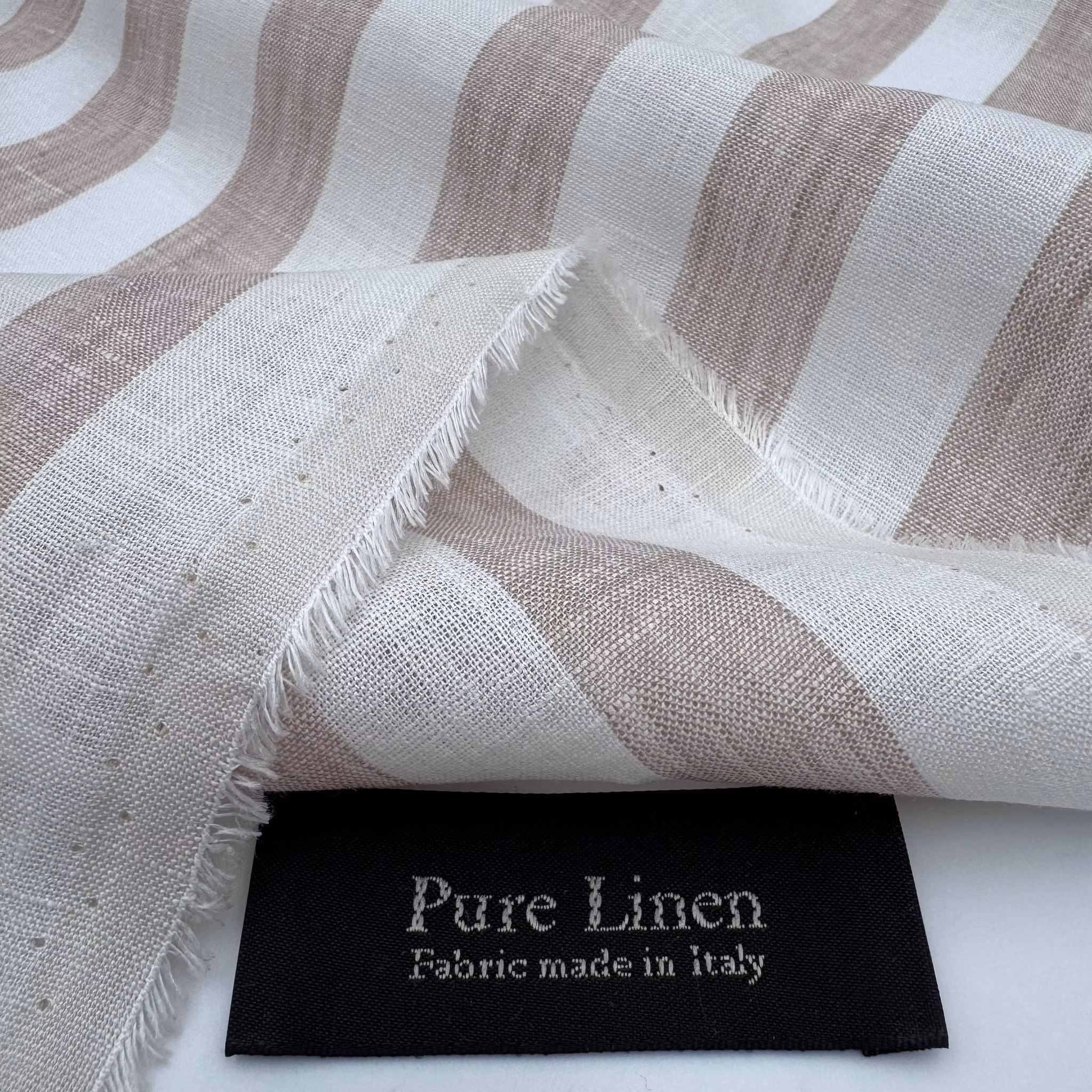 1,5m Lin beige/vit blockrand