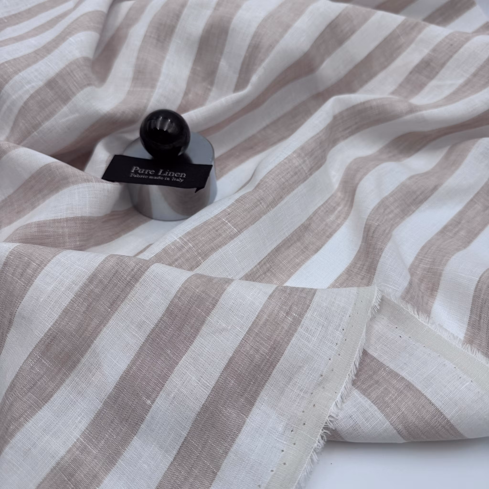 1,5m Lin beige/vit blockrand