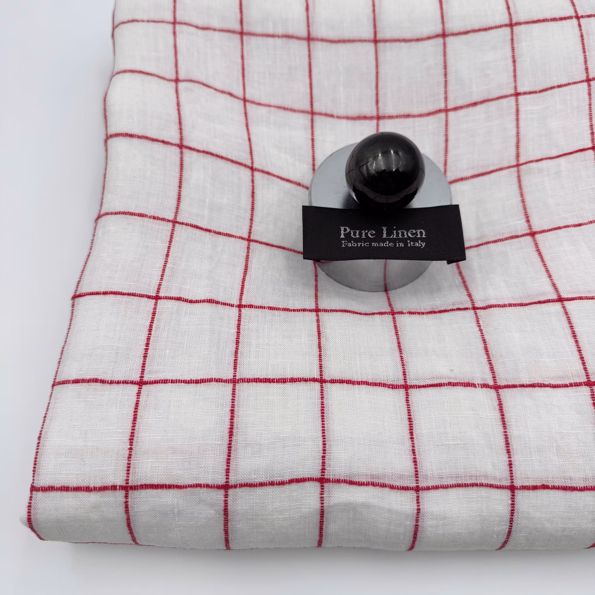 2,1m Lin vit m röd ruta, litet vävel