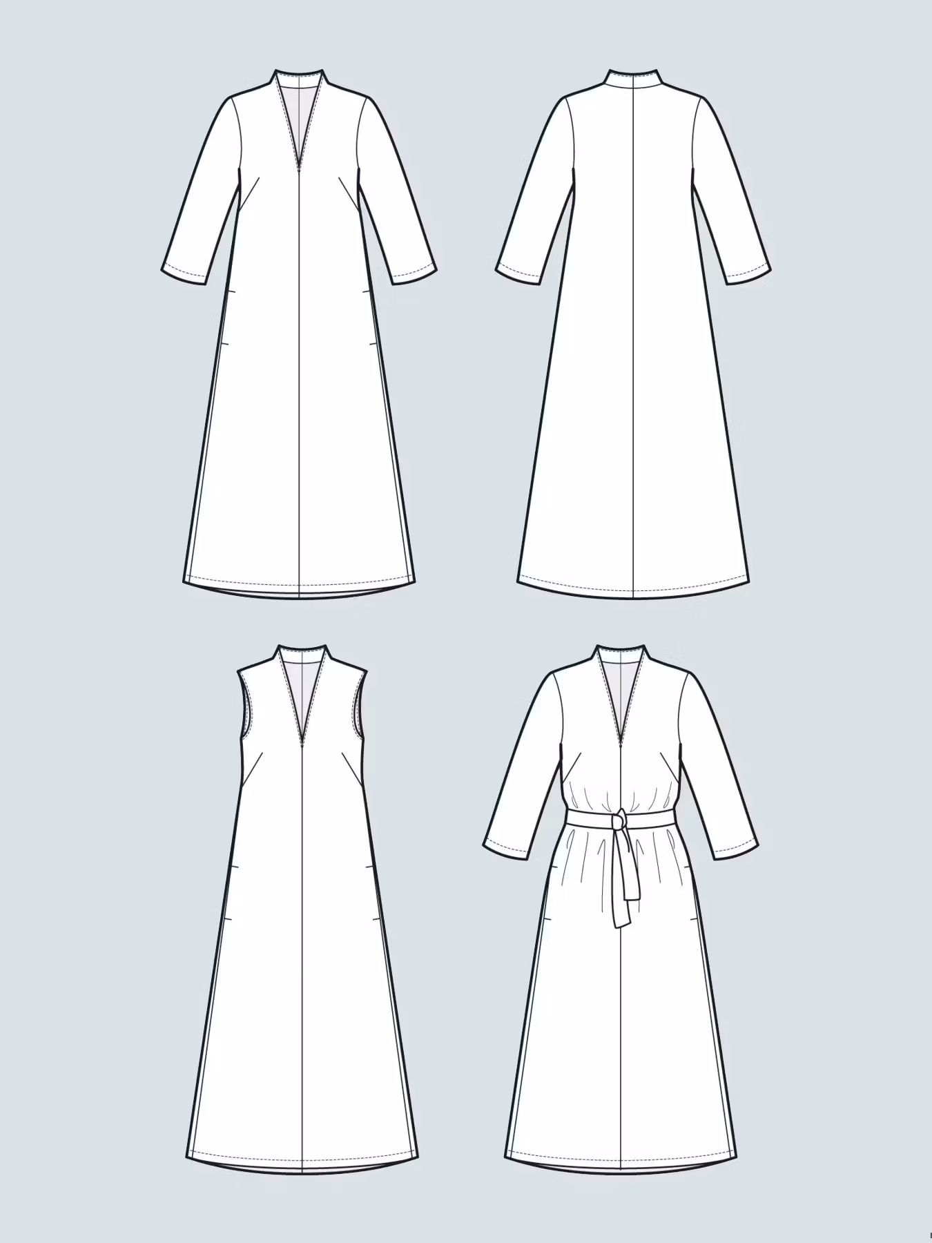 V-neck dress (XS-2XL)