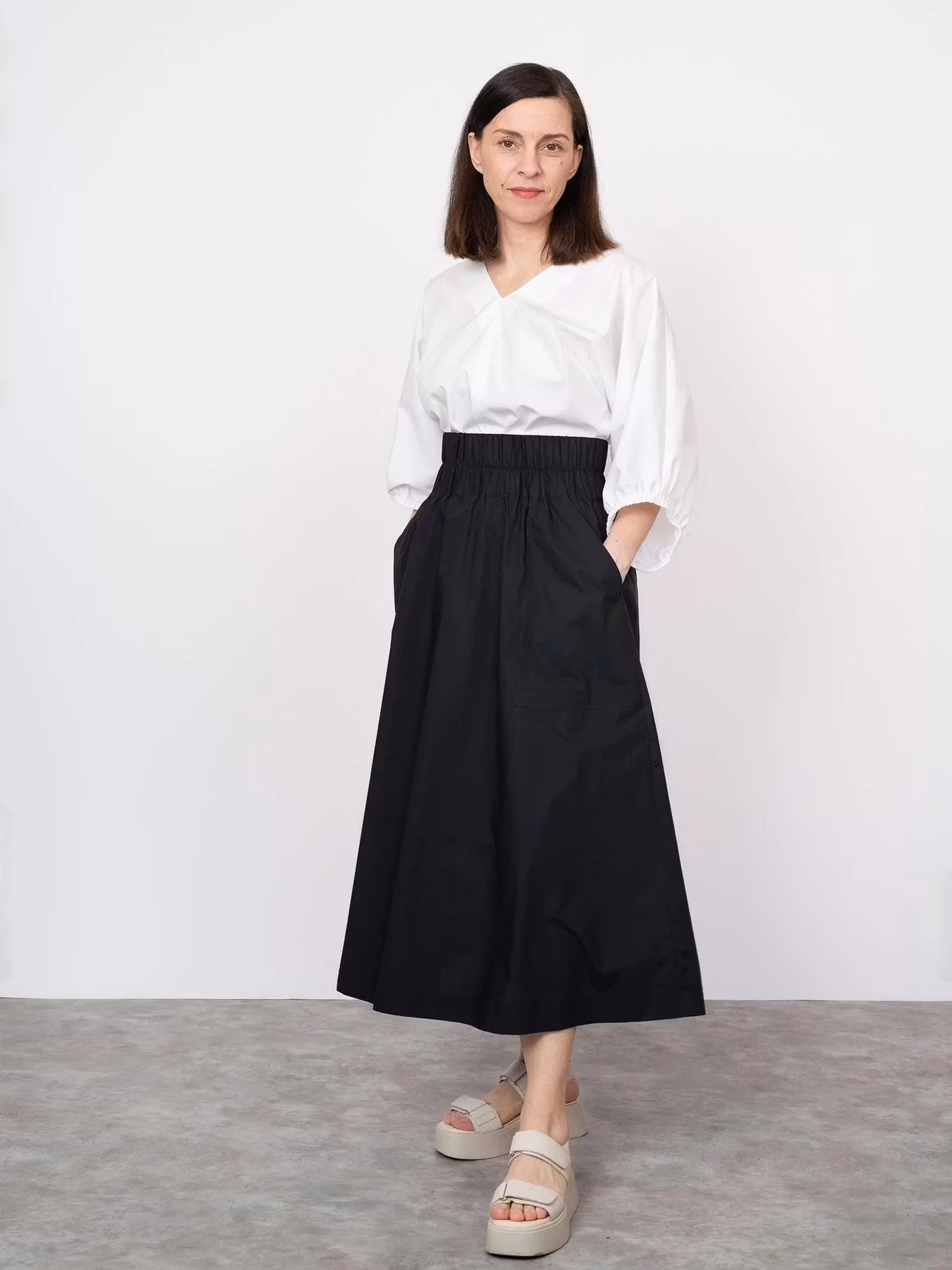 Elastic waist maxi skirt (XS-L)