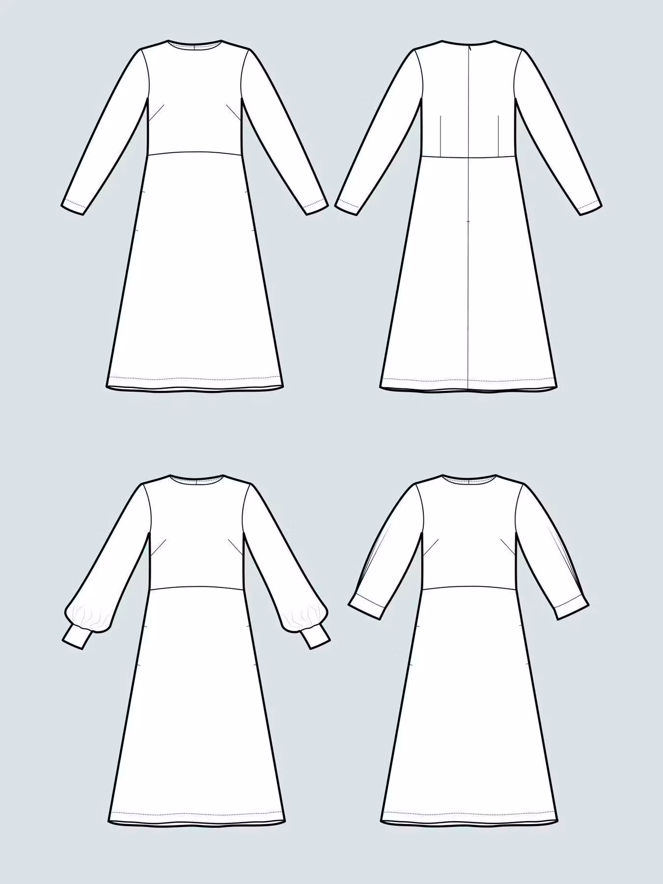 Multi sleeve midi dress (XS-L)
