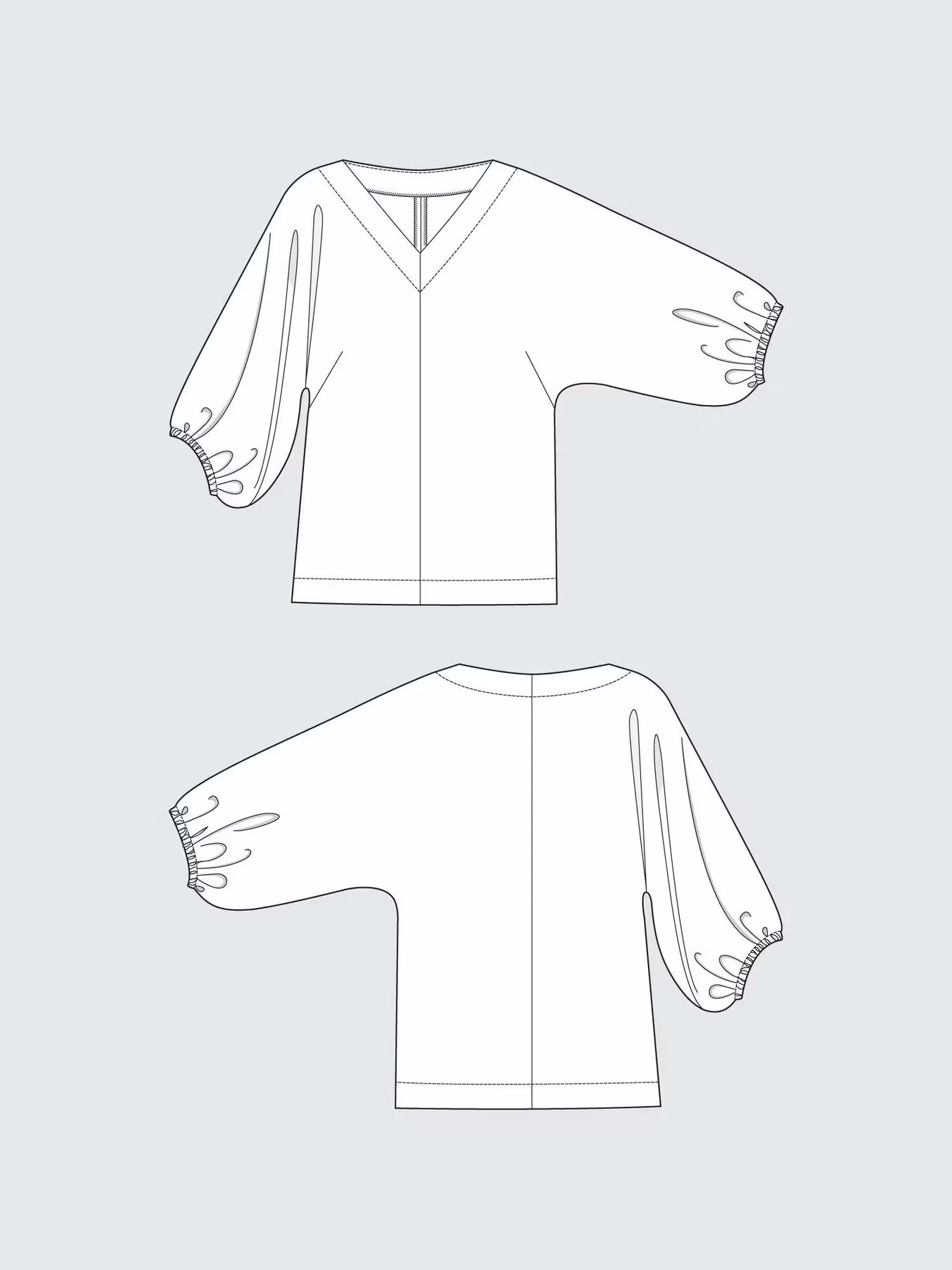 V-neck cuff top (XS-L)