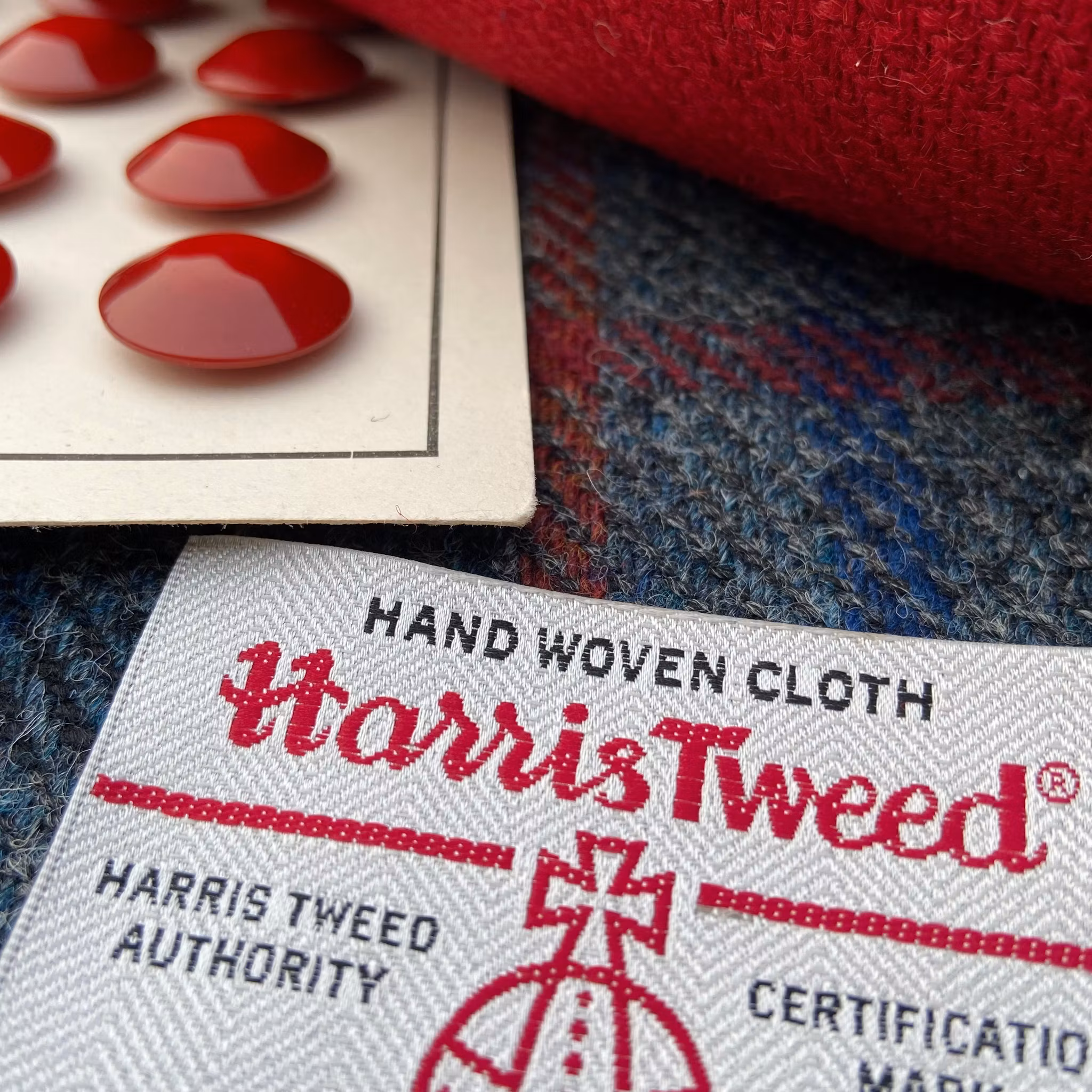 Ull Harris Tweed Blå/Röd rutig