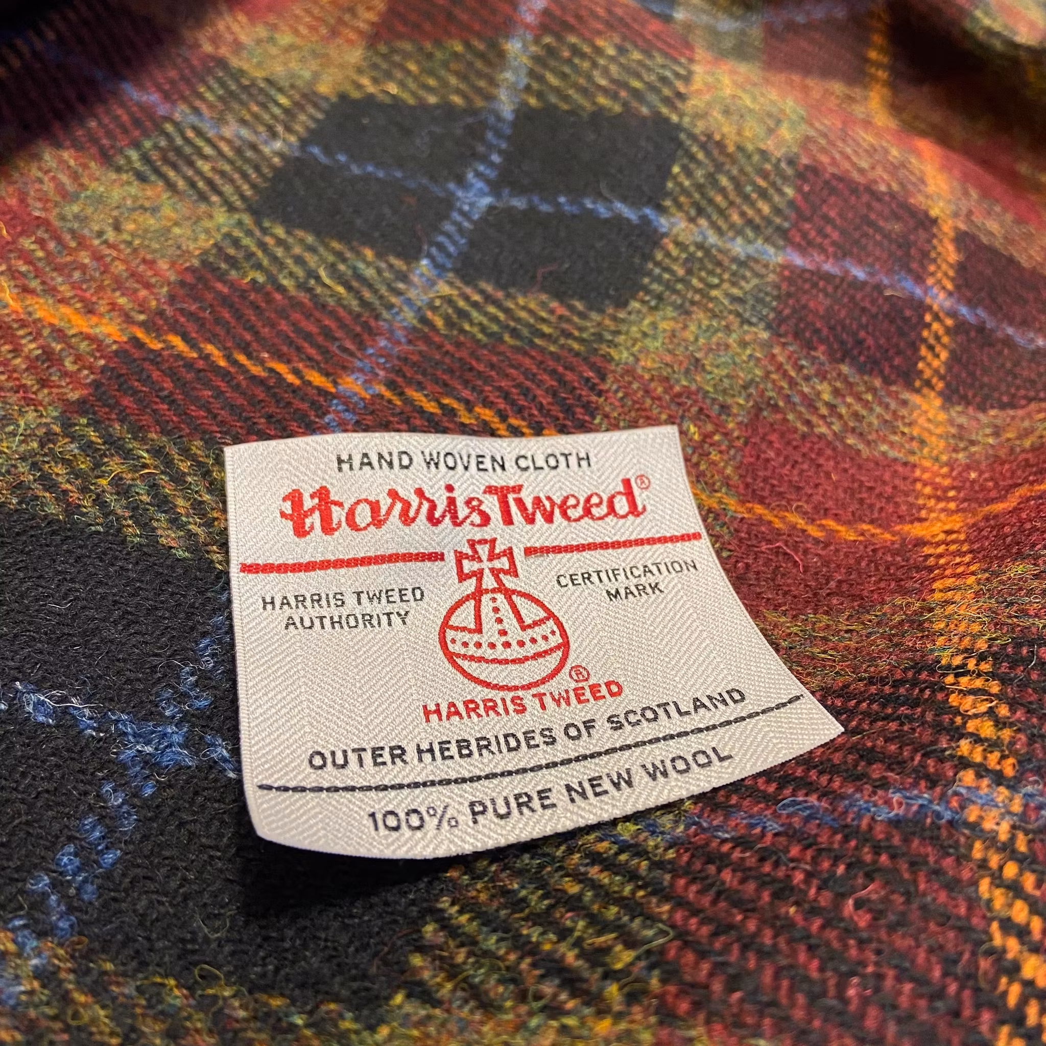 Ull Harris Tweed Rödrost/Grön Rutig