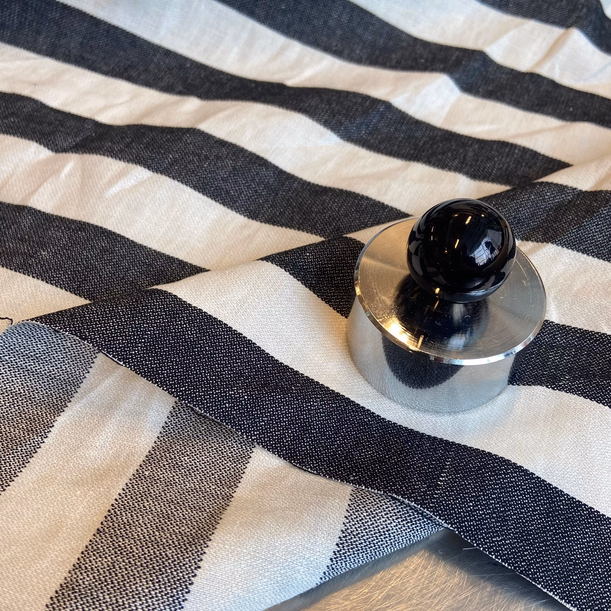 Lin/bomull Svart-vit blockrand, Escada